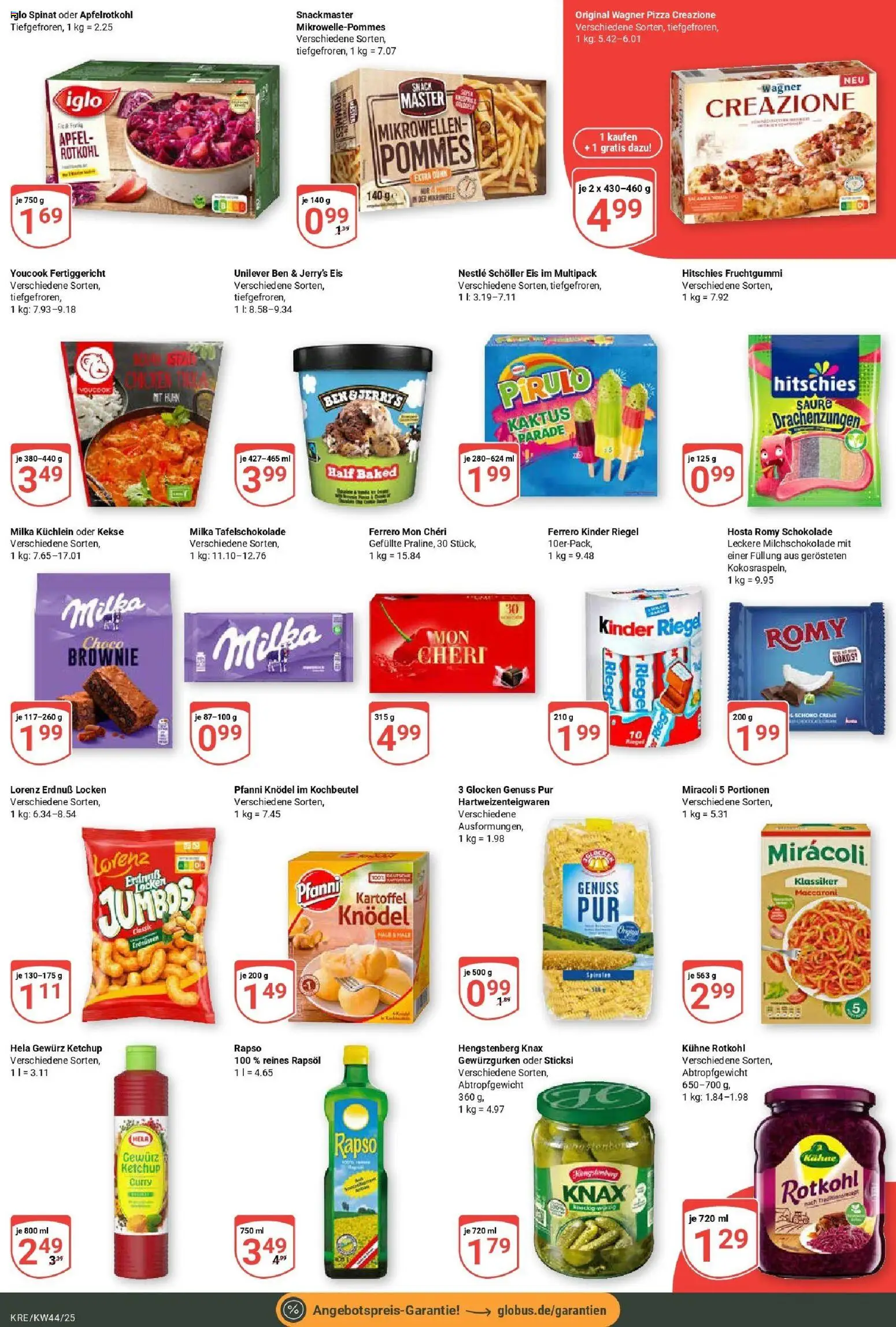 Globus prospekt Krefeld	 – gültig ab 26.10.2025 | Seite: 5 | Produkte: Rotkohl, Pizza, Eis, Mon cheri