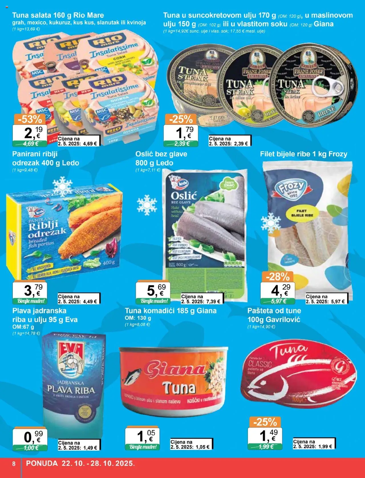 KTC katalog | vrijedi od 22.10.2025 | Stranica: 8 | Proizvodi: Ulje, Riba, Oslić, Tuna