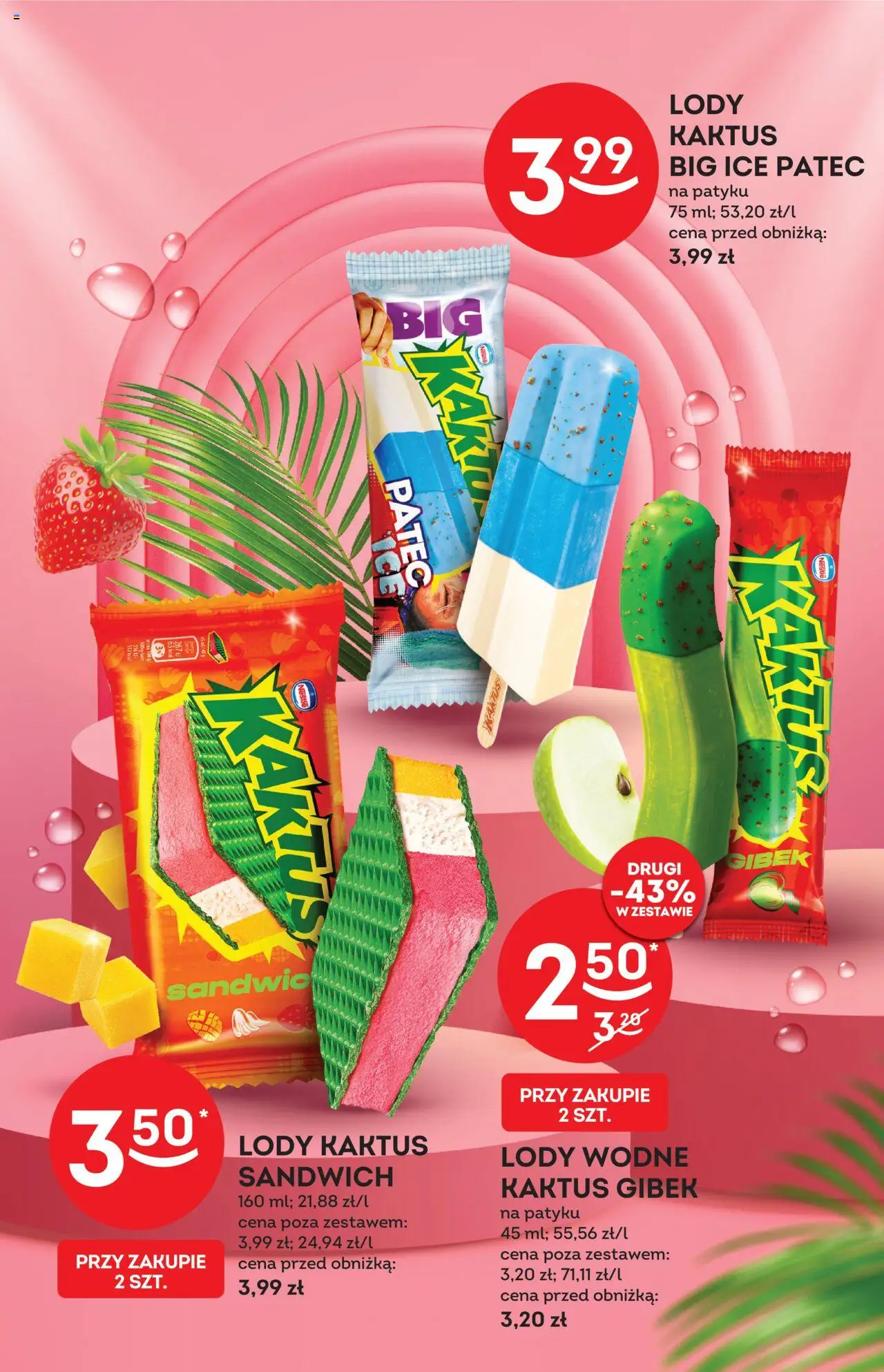 Żabka Gazetka - Lody od 13.08.2025 | Strona: 2 | Produkty: Sandwich, Lody Kaktus, Lody