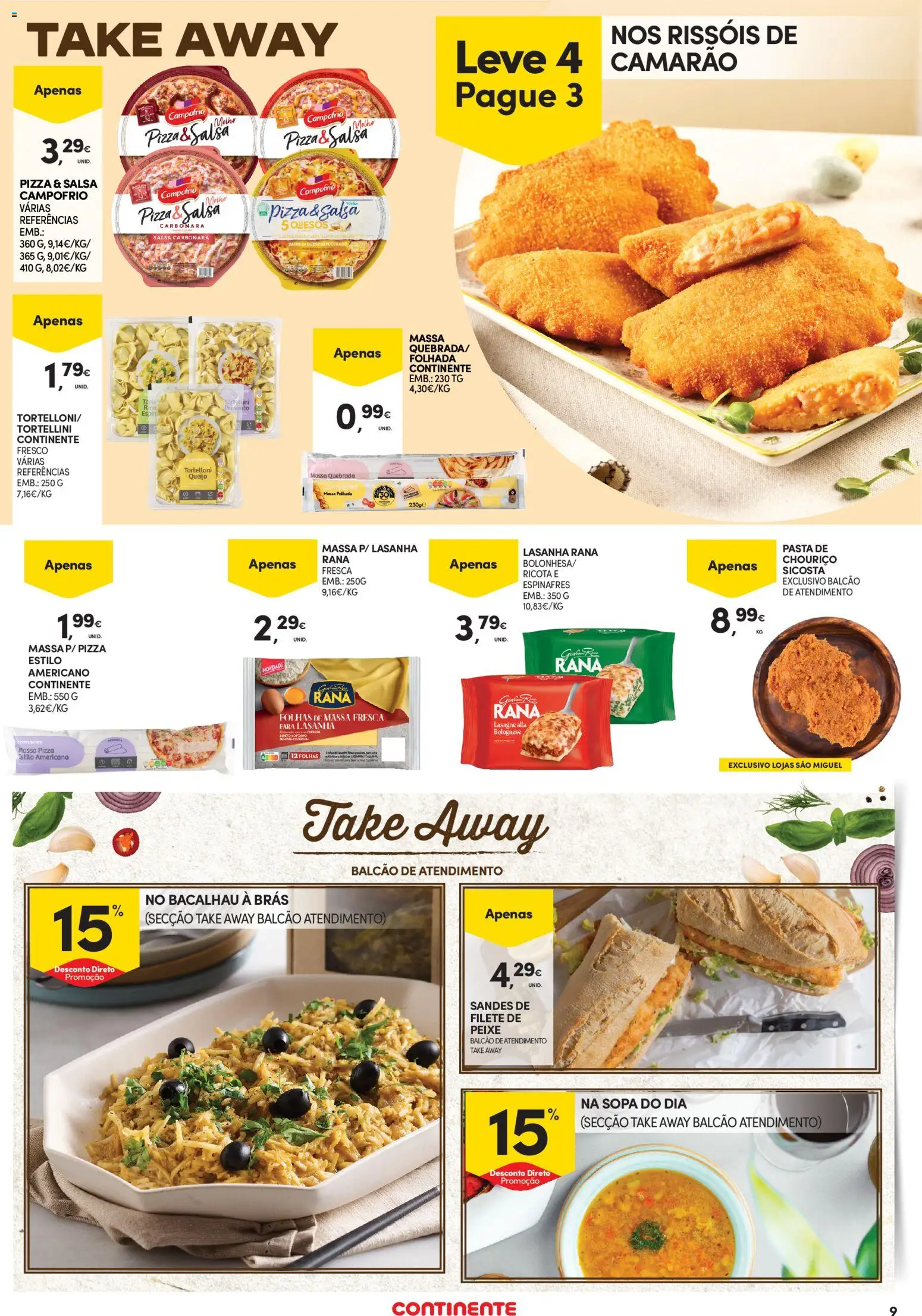 Continente - Açores │ válido de 19.03.2026 | Página: 9 | Produtos: Camarão, Pizza, Peixe, Massa