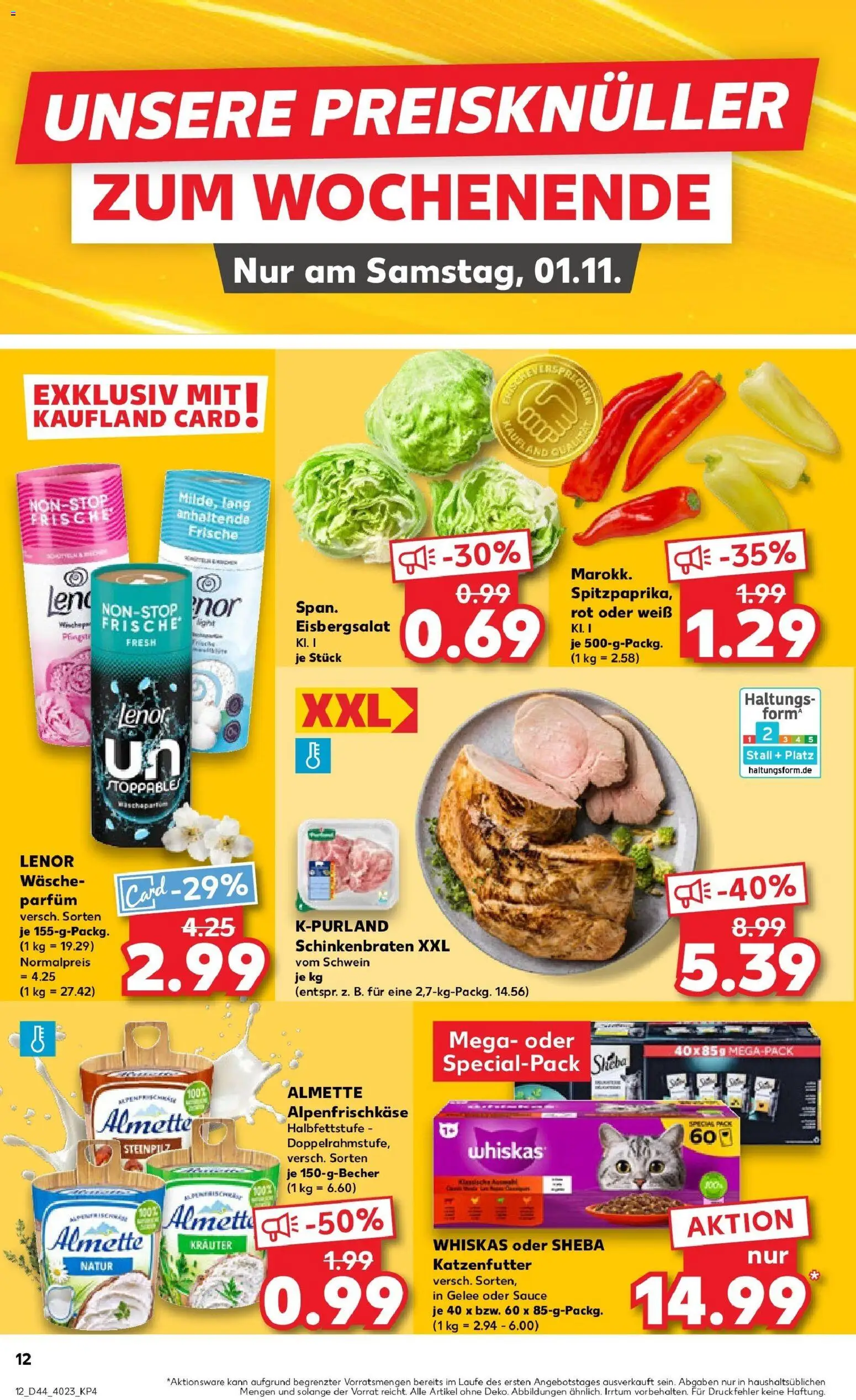 Kaufland prospekt Bergen Auf Rügen	 – gültig ab 30.10.2025 | Seite: 12 | Produkte: Almette, Katzenfutter, Eisbergsalat, Whiskas