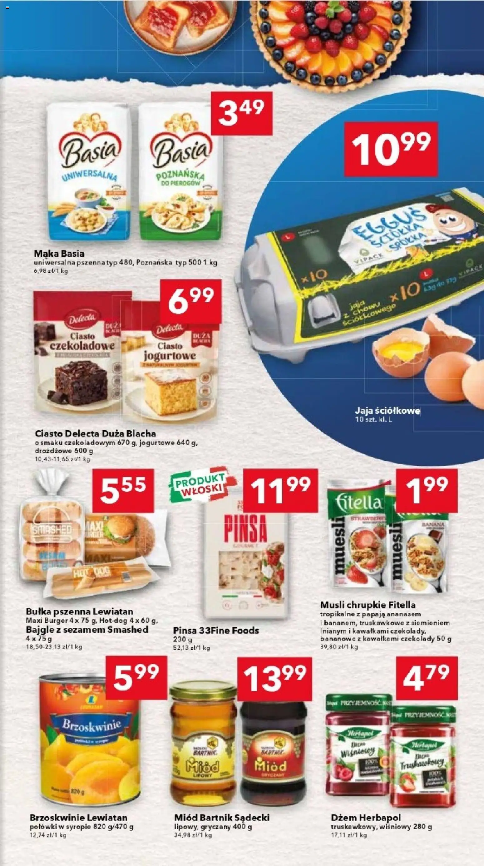 Lewiatan gazetka - Warszawa od 12.02.2026 | Strona: 11 | Produkty: Miód, Mąka basia, Pinsa, Brzoskwinie