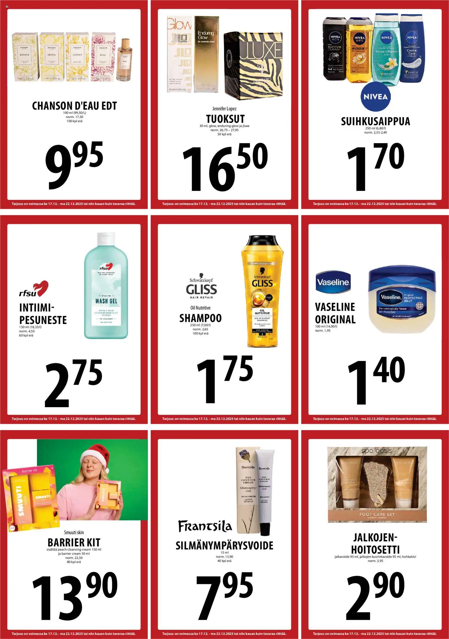 Tuuri tarjoukset – voimassa 17.12.2025 alkaen | Sivu: 23 | Tuotteet: Jalkavoide, Shampoo, Silmänympärysvoide, Pesuneste