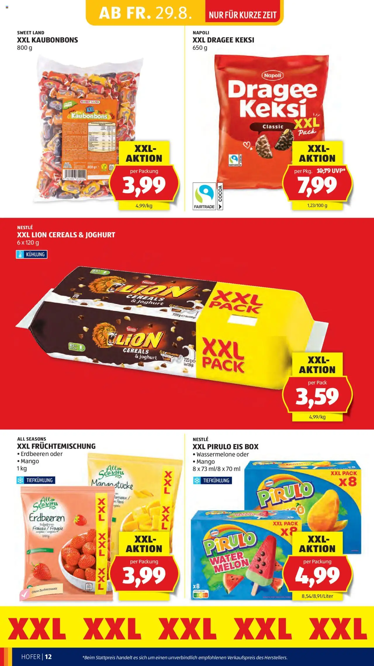 Hofer Flugblatt gültig ab 29.08.2025 | Seite: 14 | Produkte: Erdbeeren, Eis, Wassermelone, Box