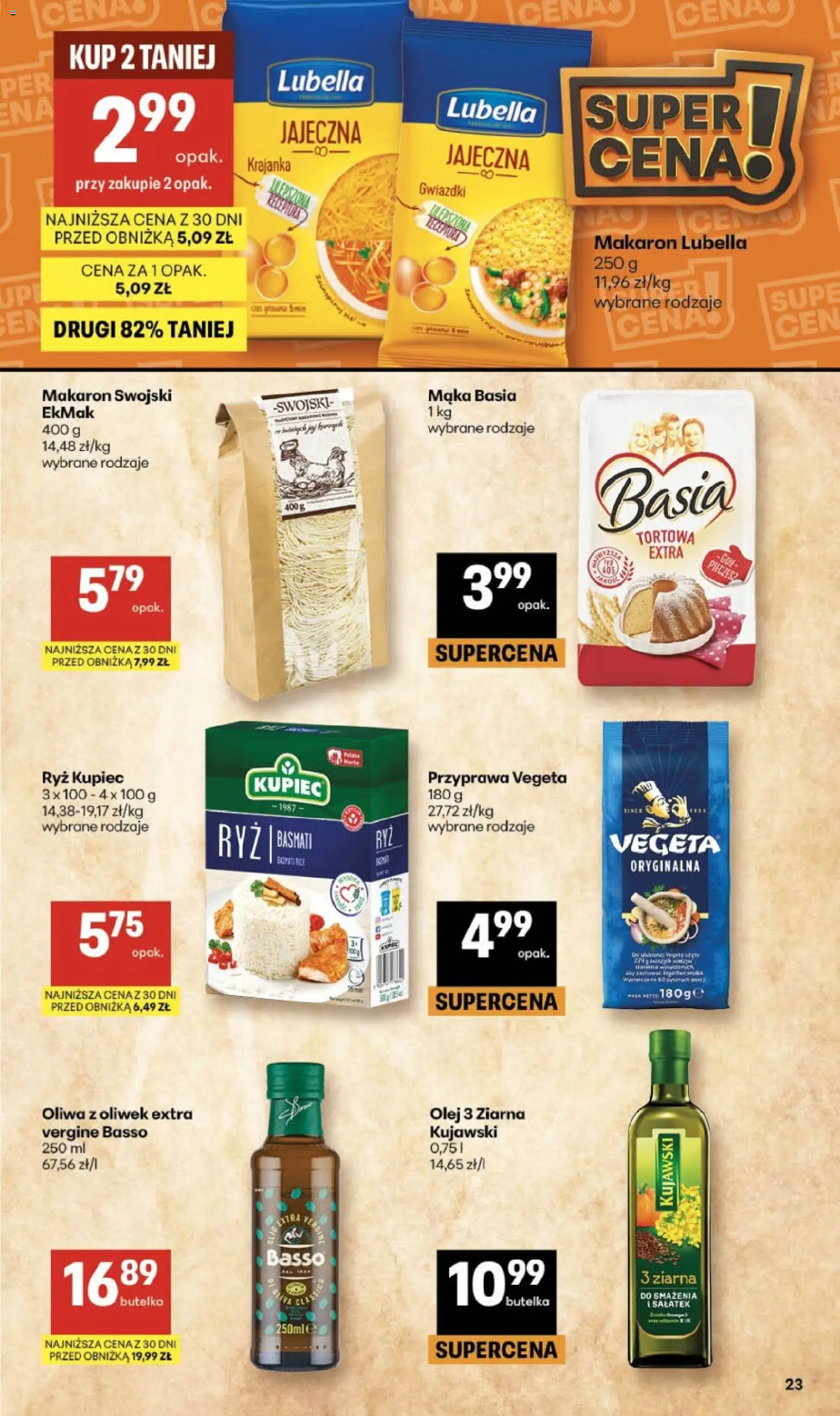 Delikatesy Centrum gazetka od 16.04.2026 | Strona: 23 | Produkty: Oliwa z oliwek, Mąka basia, Olej, Ryż