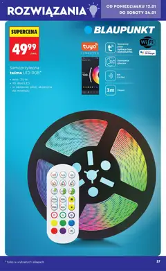 Pogląd oferty "Samoprzylepna taśma LED RGB*, Taśma LED RGB, moc: 25 W, 90 diod LED, w zestawie: pilot, akcesoria do montażu" - ważna od 10.01.2026 | Strona: 39