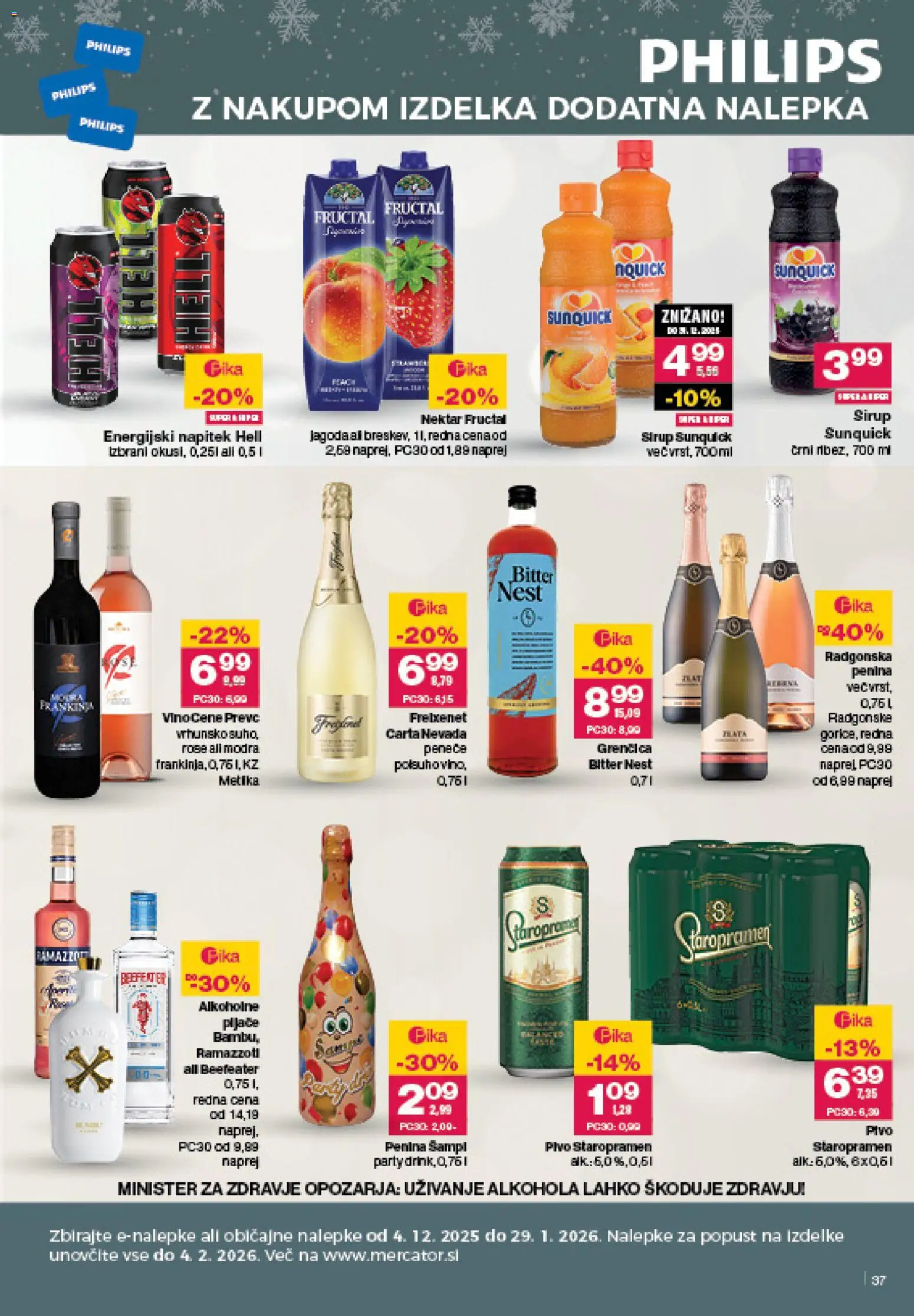 Novi Mercator katalog ponudbe – veljaven od 18.12.2025 | Stran: 37 | Izdelki: Sirup, Penina, Energijski napitek, Pivo
