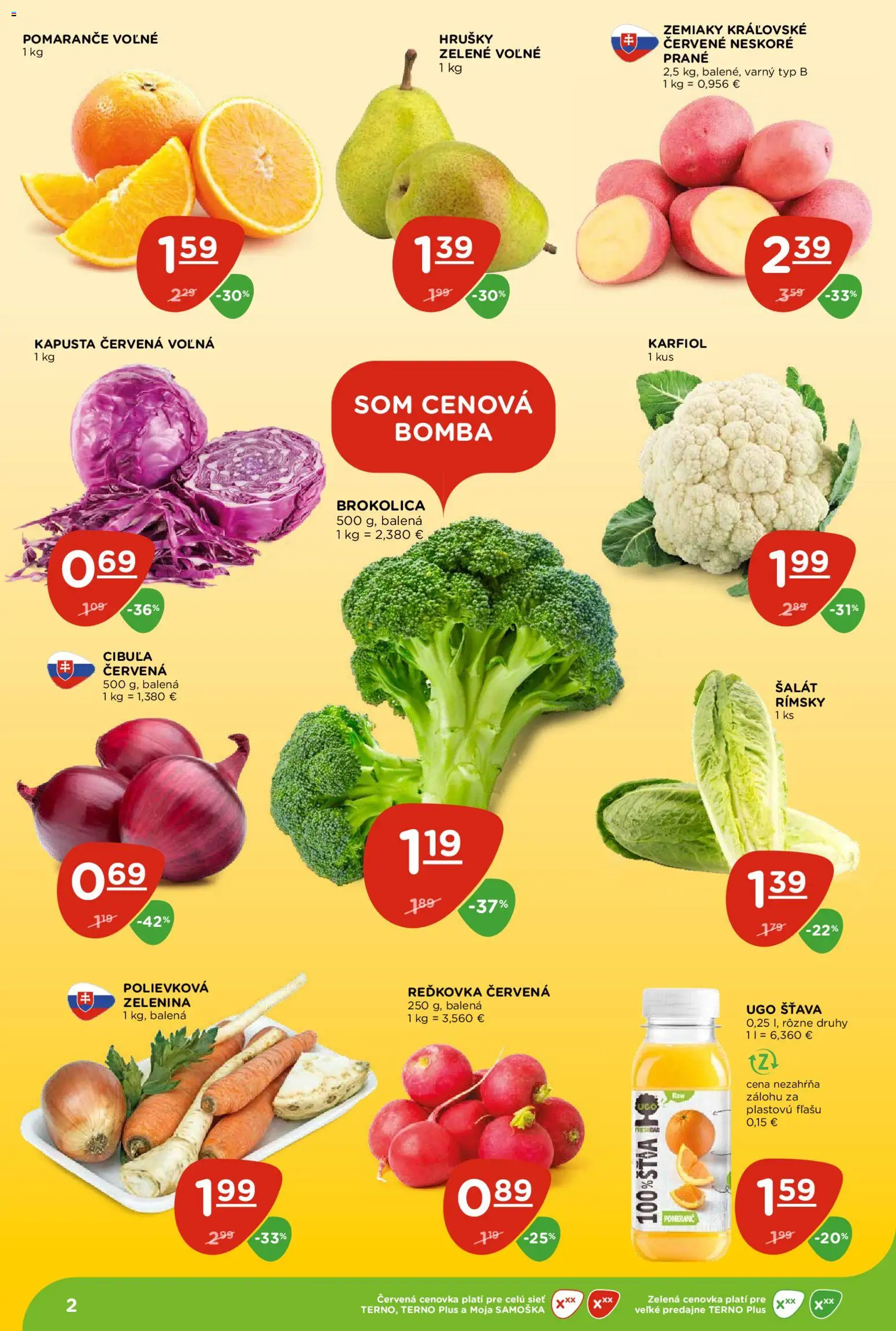 Nové Terno akcie – leták je platný od 19.02.2026 | Strana: 2 | Produkty: Kapusta, Pomaranče, Kapusta červená, Hrušky