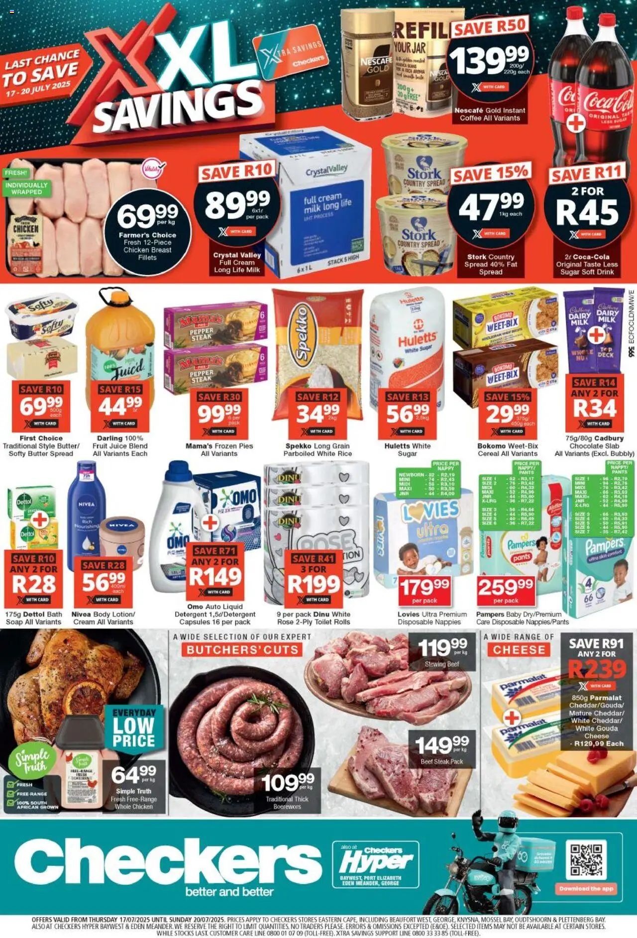 Checkers Eastern Cape - XXL Savings │ valid from 17.07.2025 | Page: 1 | Products: Boerewors, Cheese, Coffee, Soap