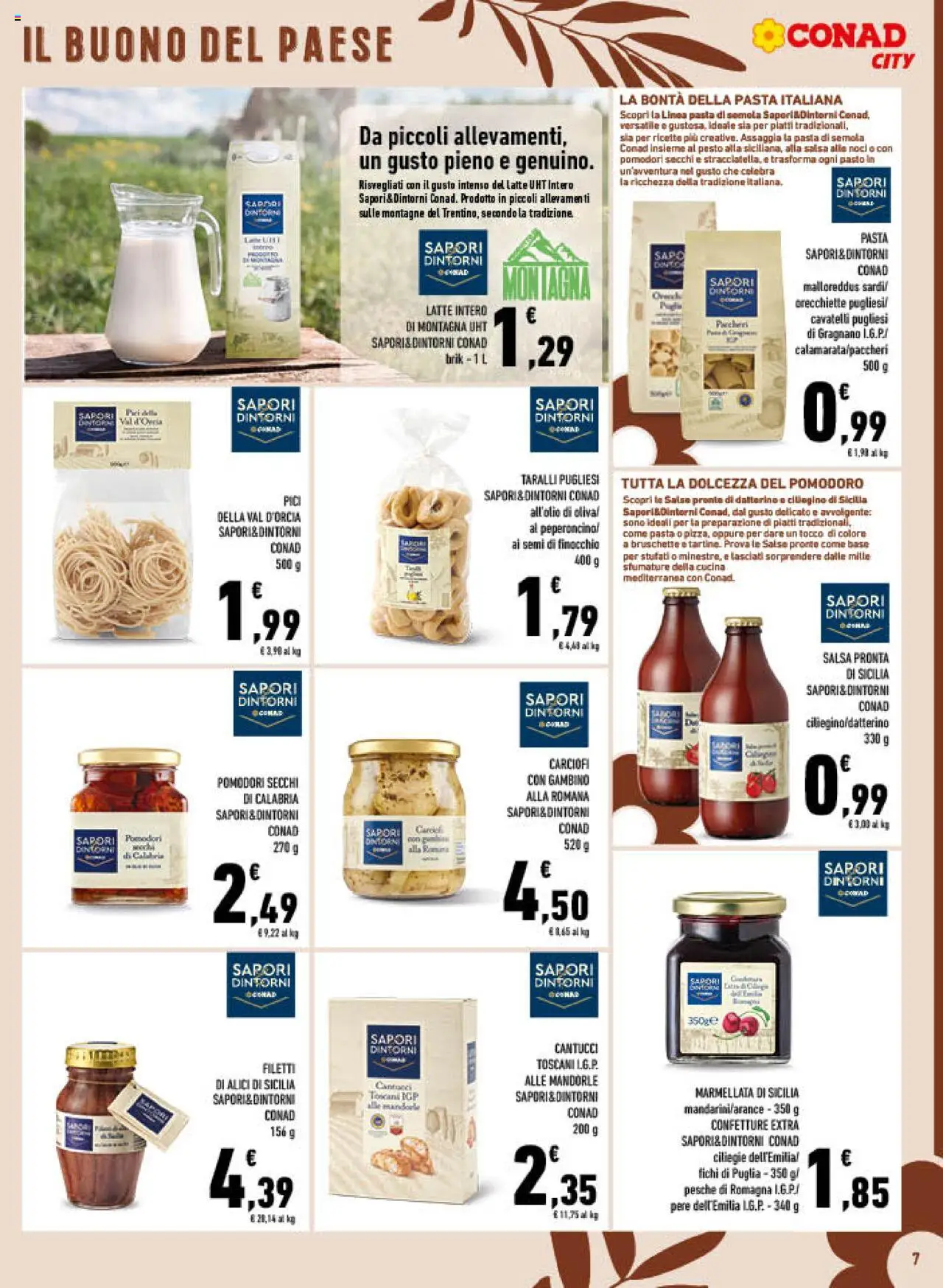 Volantino Conad del 22.10.2025 | Pagina: 7 | Prodotti: Salsa, Latte, Mandorle, Taralli