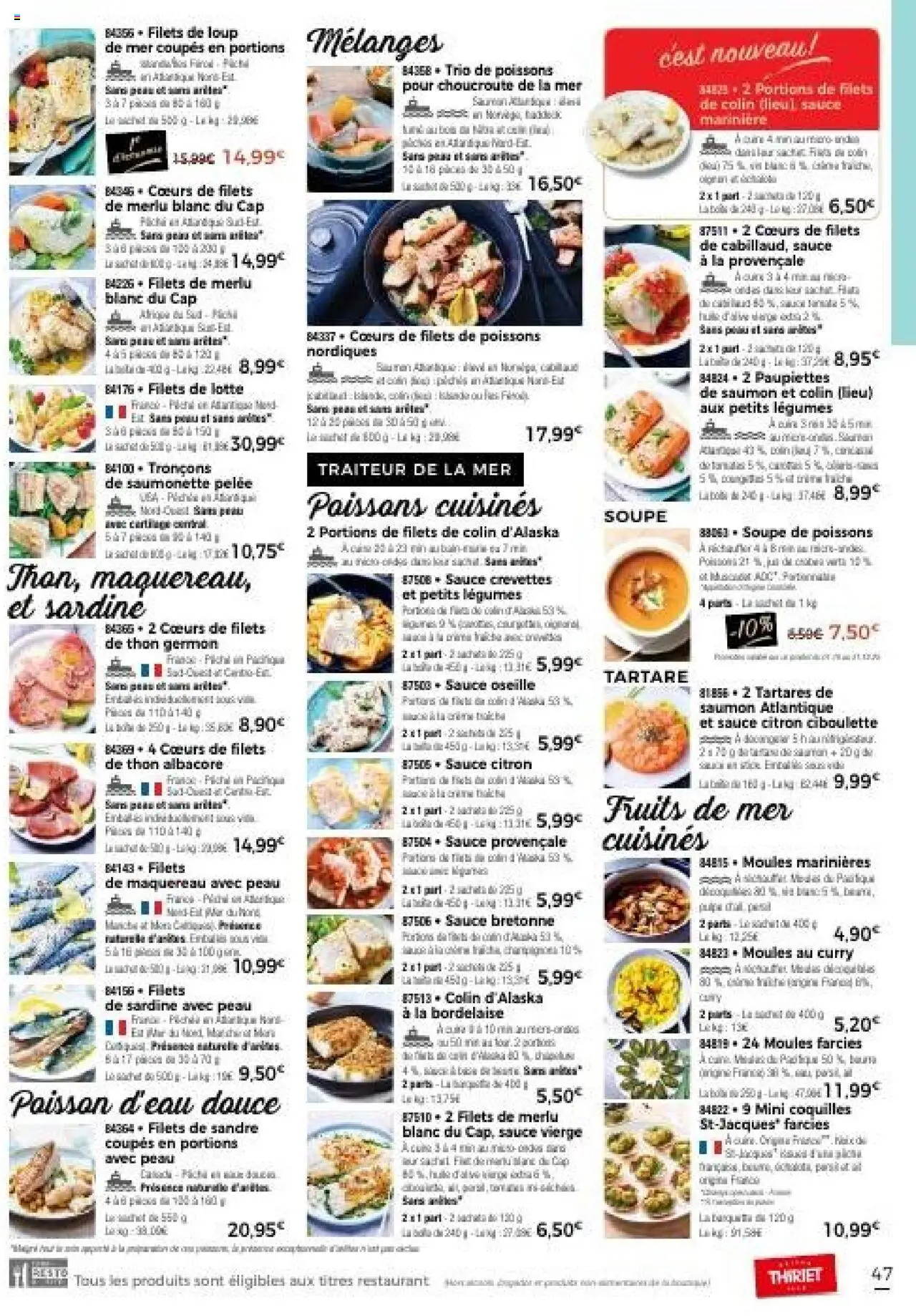 {H1} | Page: 47 | Produits: Marinière, Fruits de mer, Oseille, Thon