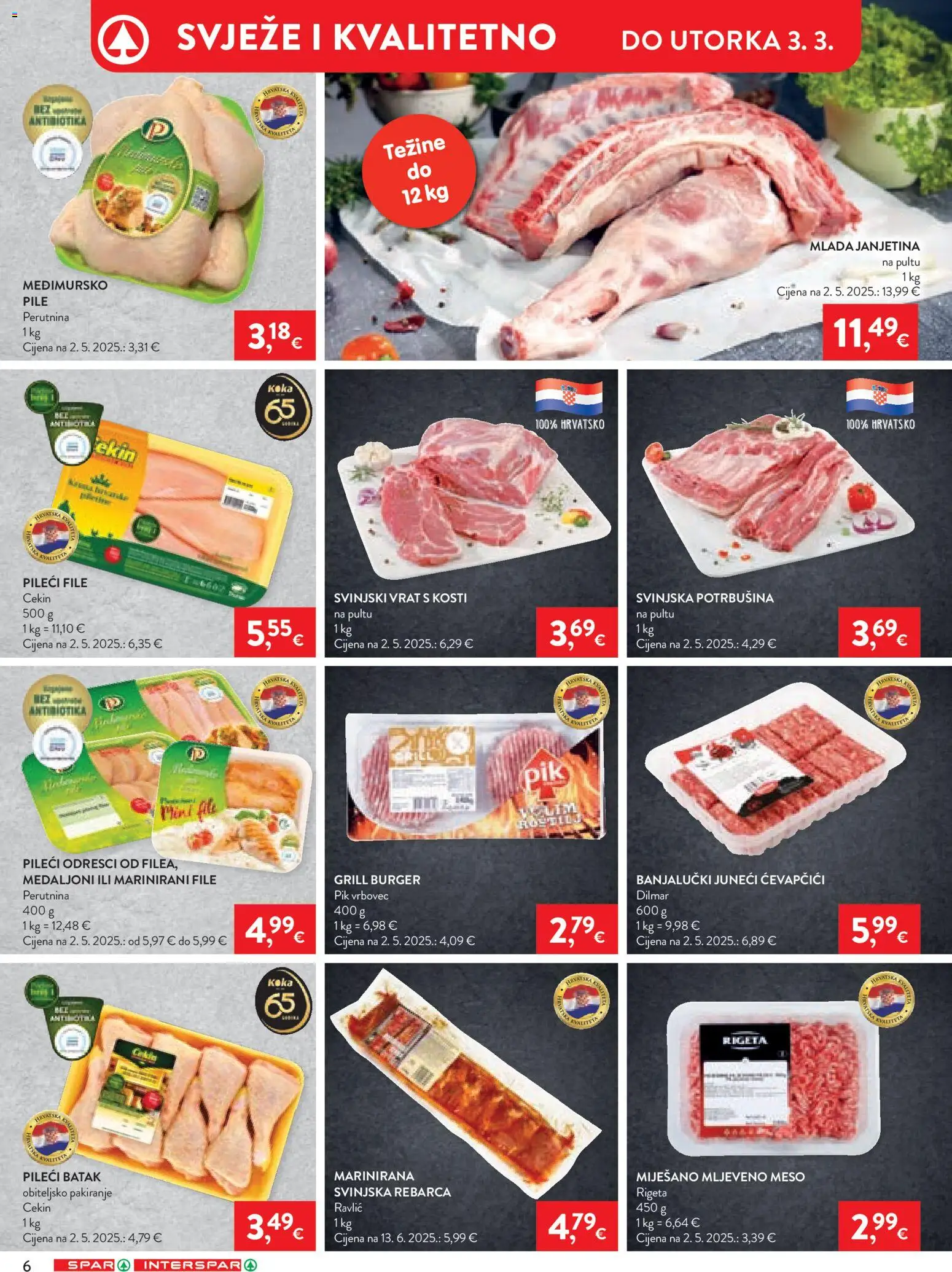 Spar katalog | vrijedi od 25.02.2026 | Stranica: 9 | Proizvodi: Janjetina, Svinjski vrat, Pileći file, Ćevapčići