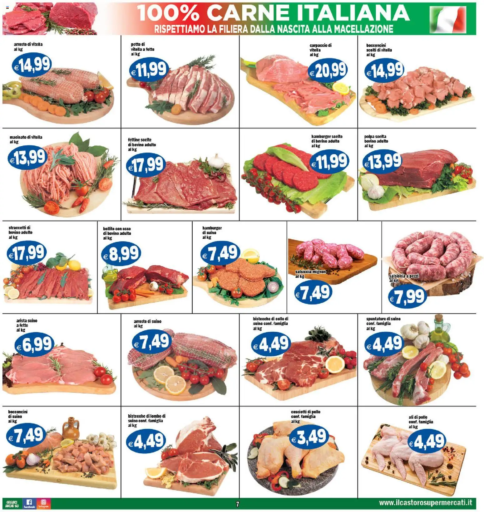 Volantino Il Castoro del 27.12.2025 | Pagina: 7 | Prodotti: Bovino, Suino, Hamburger, Macinato