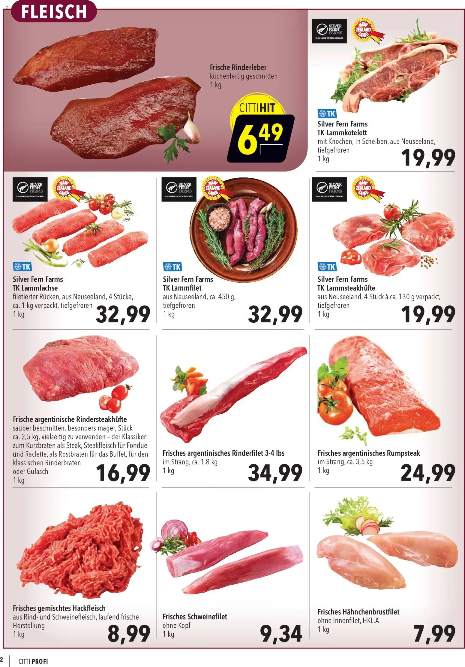 CITTI Markt Aktuelle Angebote für Profis – gültig ab 14.01.2026 | Seite: 2 | Produkte: Rinderbraten, Schweinefilet, Gulasch, Fondue
