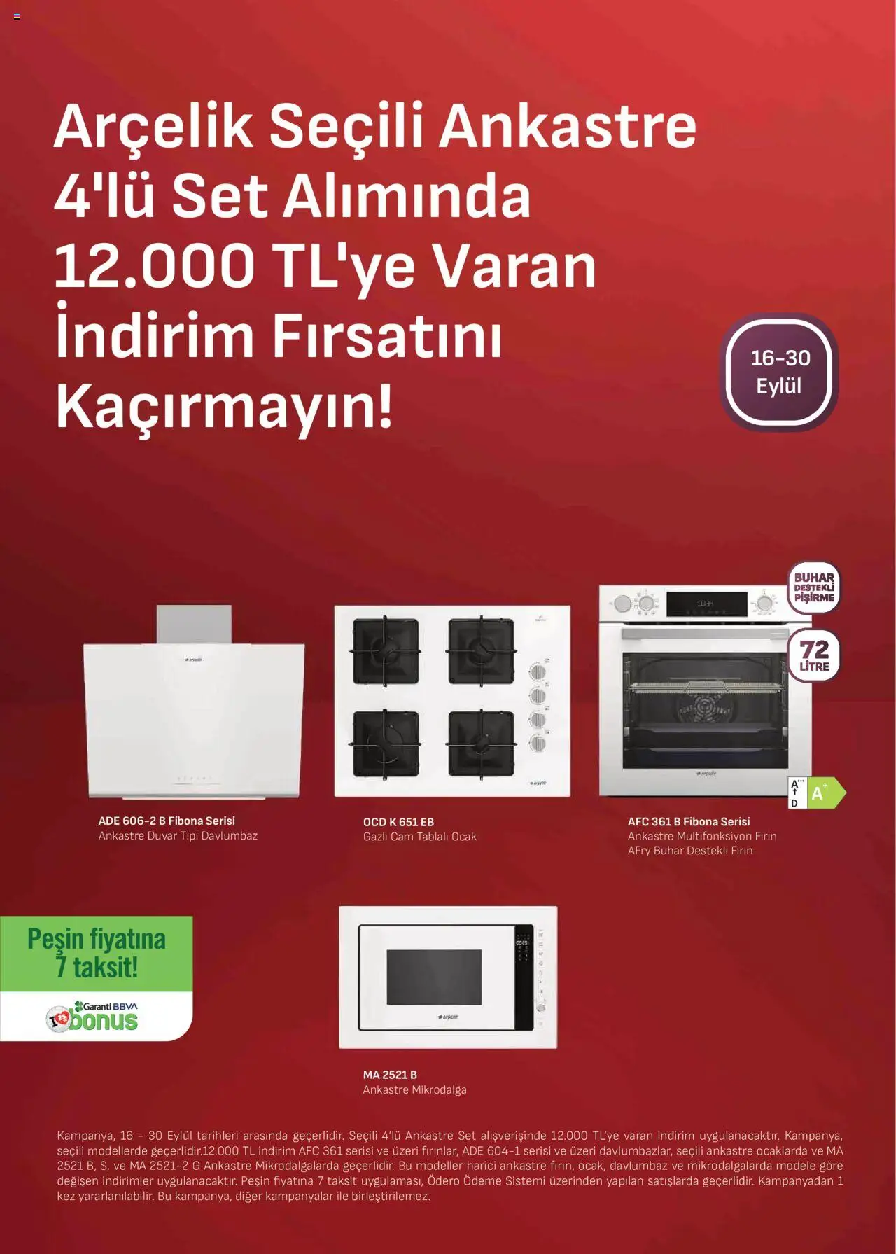 Arçelik Ankastre Kataloğu - 16.09.2025 tarihinden itibaren geçerlidir | Sayfa: 2 | Ürünler: Davlumbaz, Fırın, Ocak