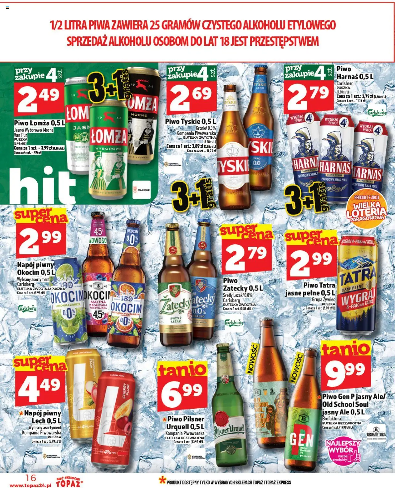 Topaz Gazetka - Ceny małe na stałe od 28.08.2025 | Strona: 16 | Produkty: Limonka, Tyskie, Harnaś, Piwo