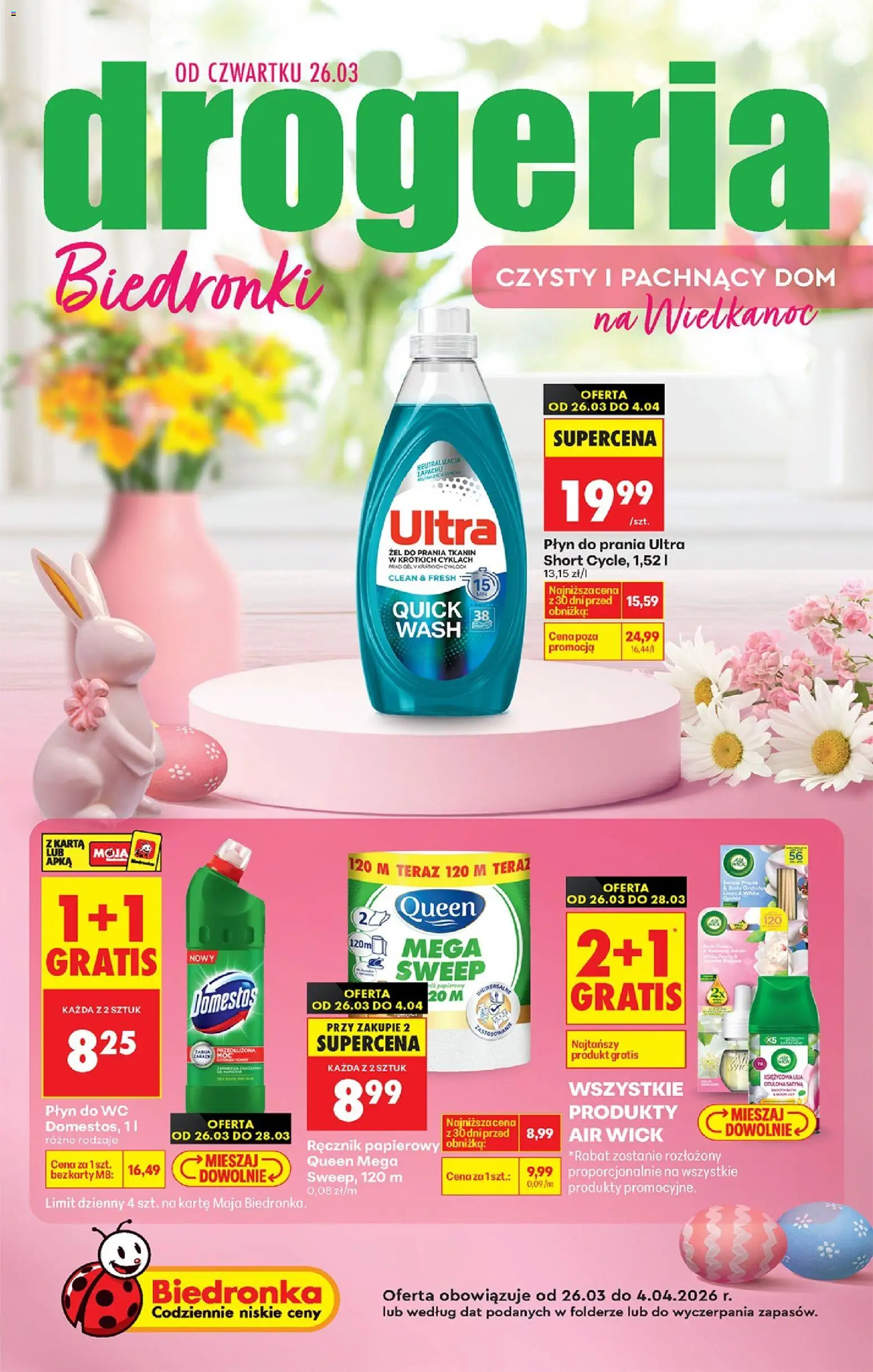 Biedronka gazetka - Drogeria od 26.03.2026 | Strona: 1 | Produkty: Karta, Drogeria, Domestos, Detergent