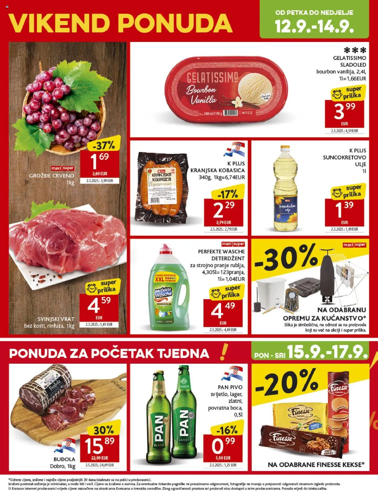 Konzum katalog | vrijedi od 10.09.2025 | Stranica: 47 | Proizvodi: Ulje, Deterdžent, Kranjska kobasica, Kobasica