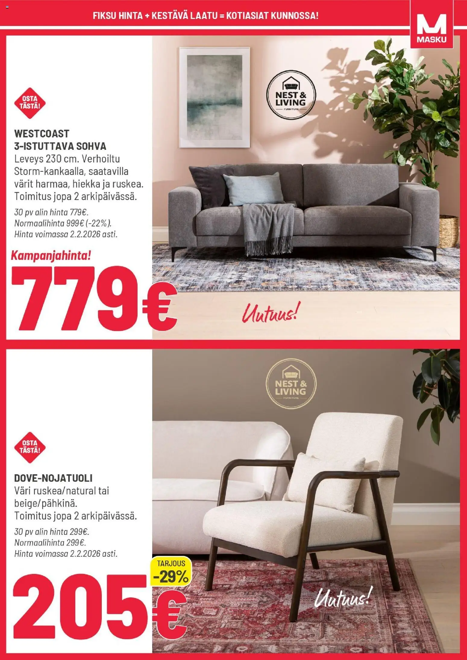 Masku tarjoukset – voimassa 27.01.2026 alkaen | Sivu: 7 | Tuotteet: Sohva