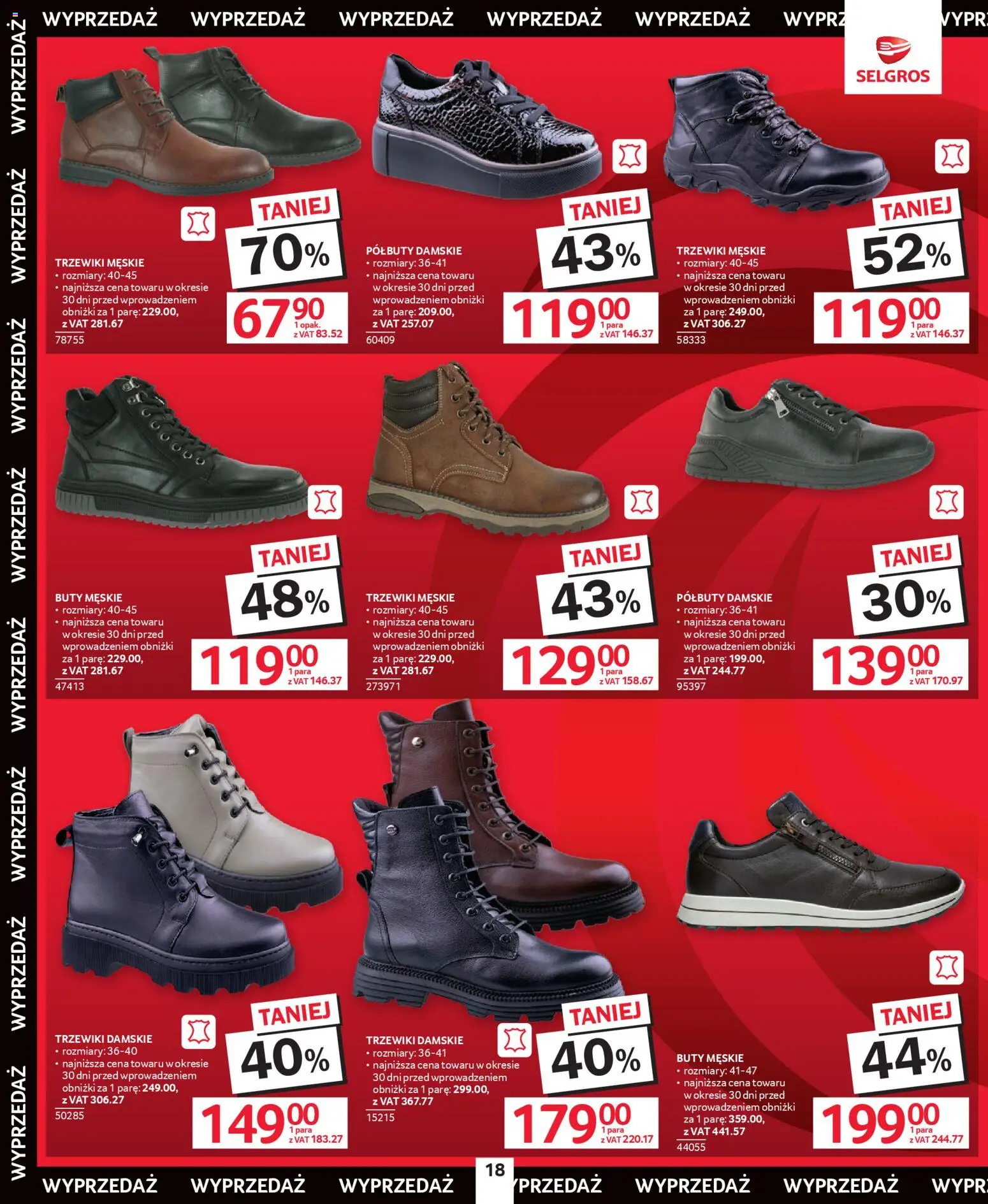Selgros cash&carry Gazetka - Świąteczna Wyprzedaż od 08.01.2026 | Strona: 18 | Produkty: Buty, Buty męskie