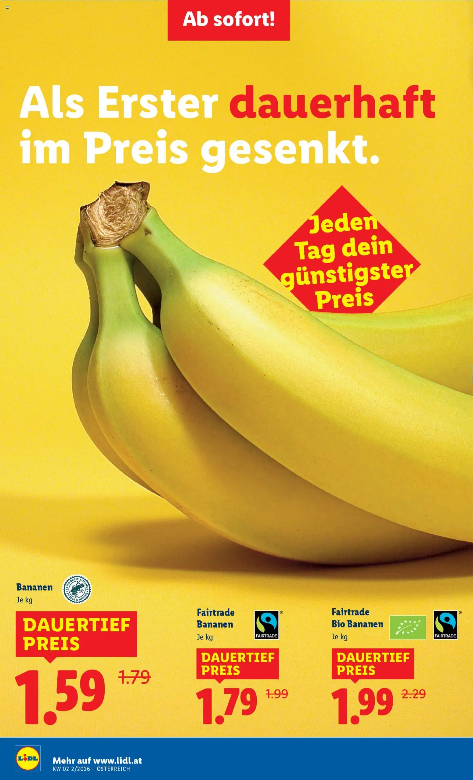 Lidl Flugblatt - Eisenstadt, Ebenfurth, Mattersburg gültig ab 08.01.2026 | Seite: 2 | Produkte: Bananen
