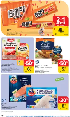 Carrefour folder week 6 - Voorbeeld van een folder van Carrefour, geldig van 04.02.2026 | Pagina: 12 | Producten: Hamburger, Vis, Snacks, Kaas