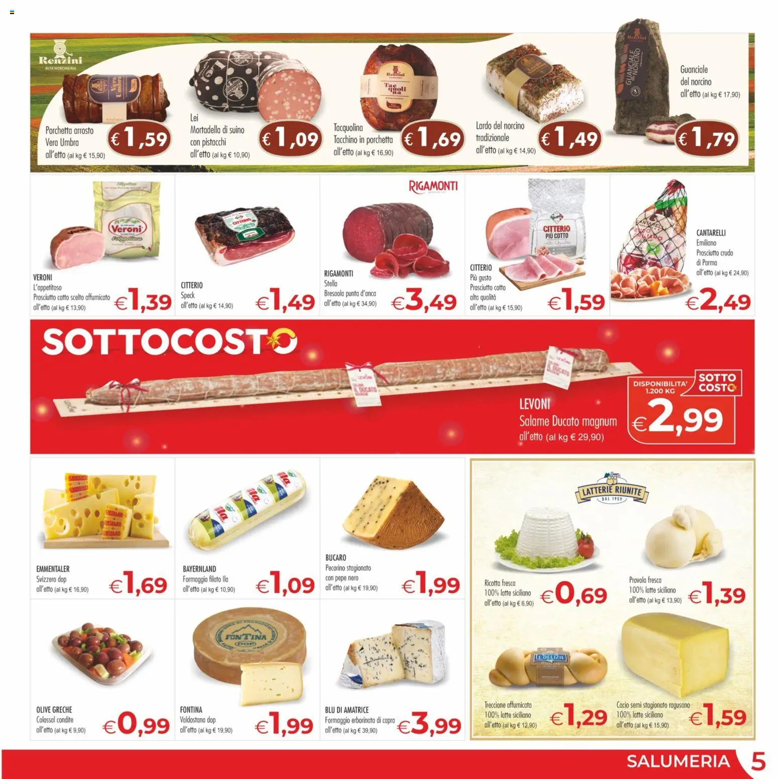 Volantino MerSi Supermercati del 29.11.2025 | Pagina: 5 | Prodotti: Speck, Arrosto, Formaggio, Provola