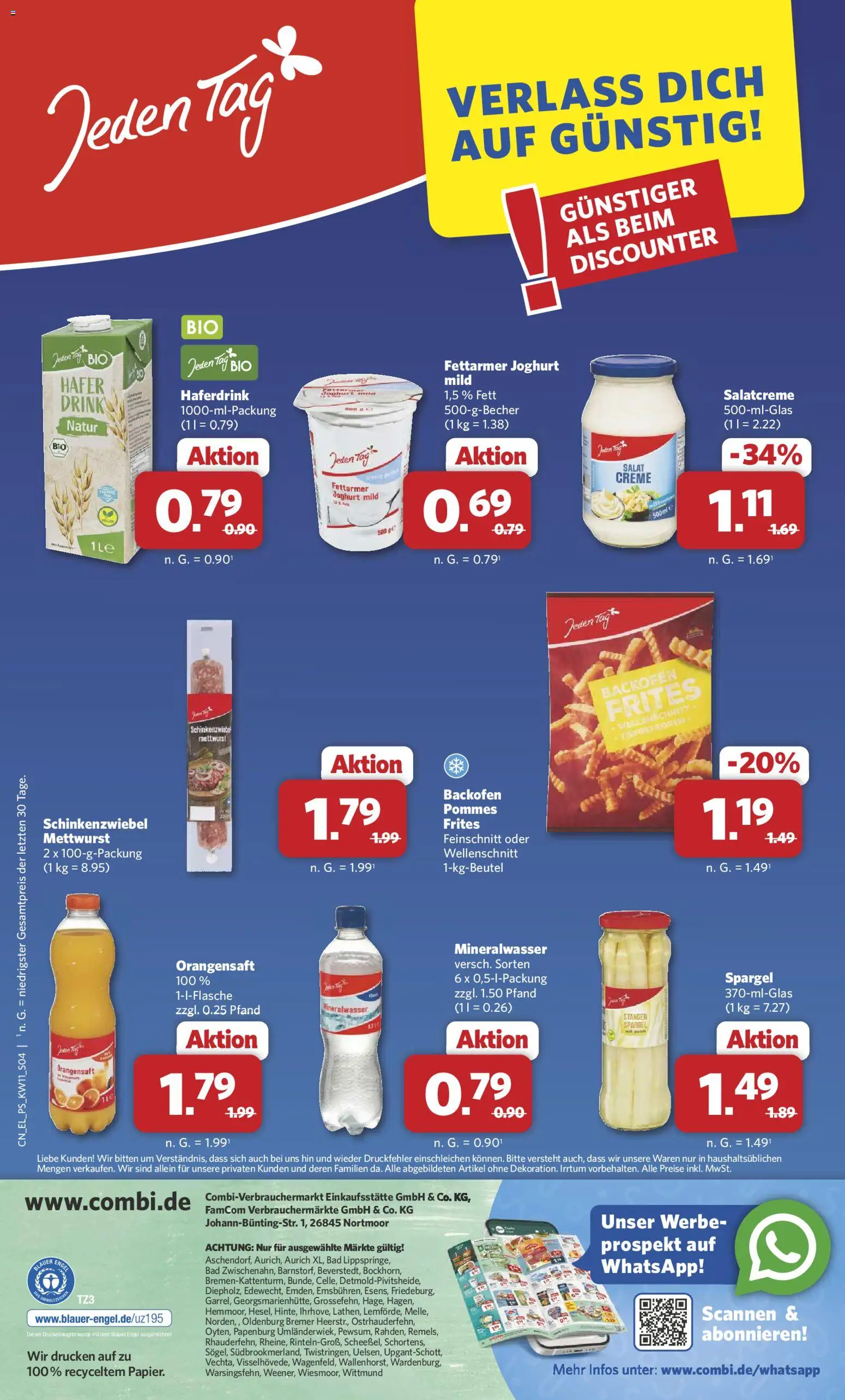 Combi Sonderangebote – gültig ab 09.03.2026 | Seite: 4 | Produkte: Pommes, Mineralwasser, Backofen, Salat