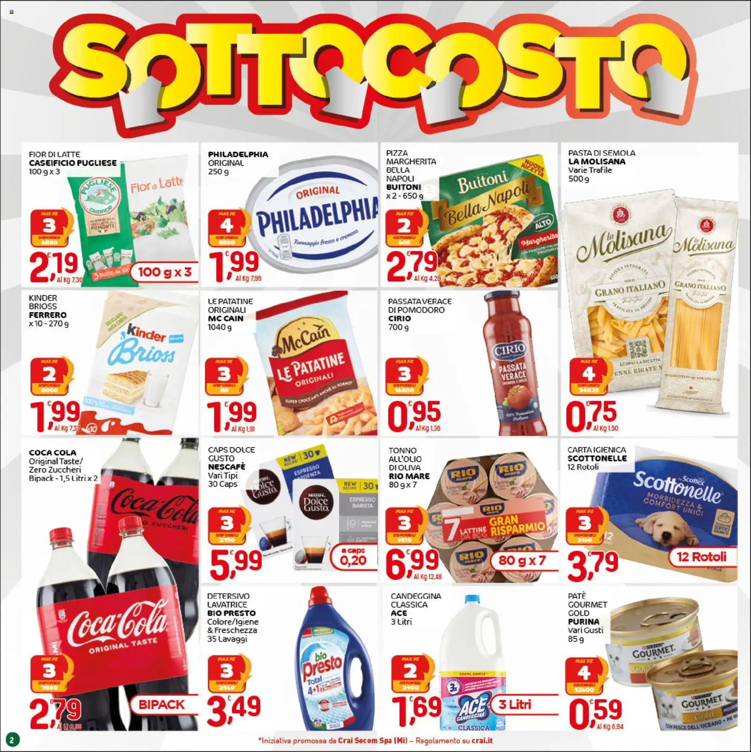 Volantino CRAI del 05.03.2026 | Pagina: 2 | Prodotti: Carta igienica, Pizza, Penne, Coca Cola