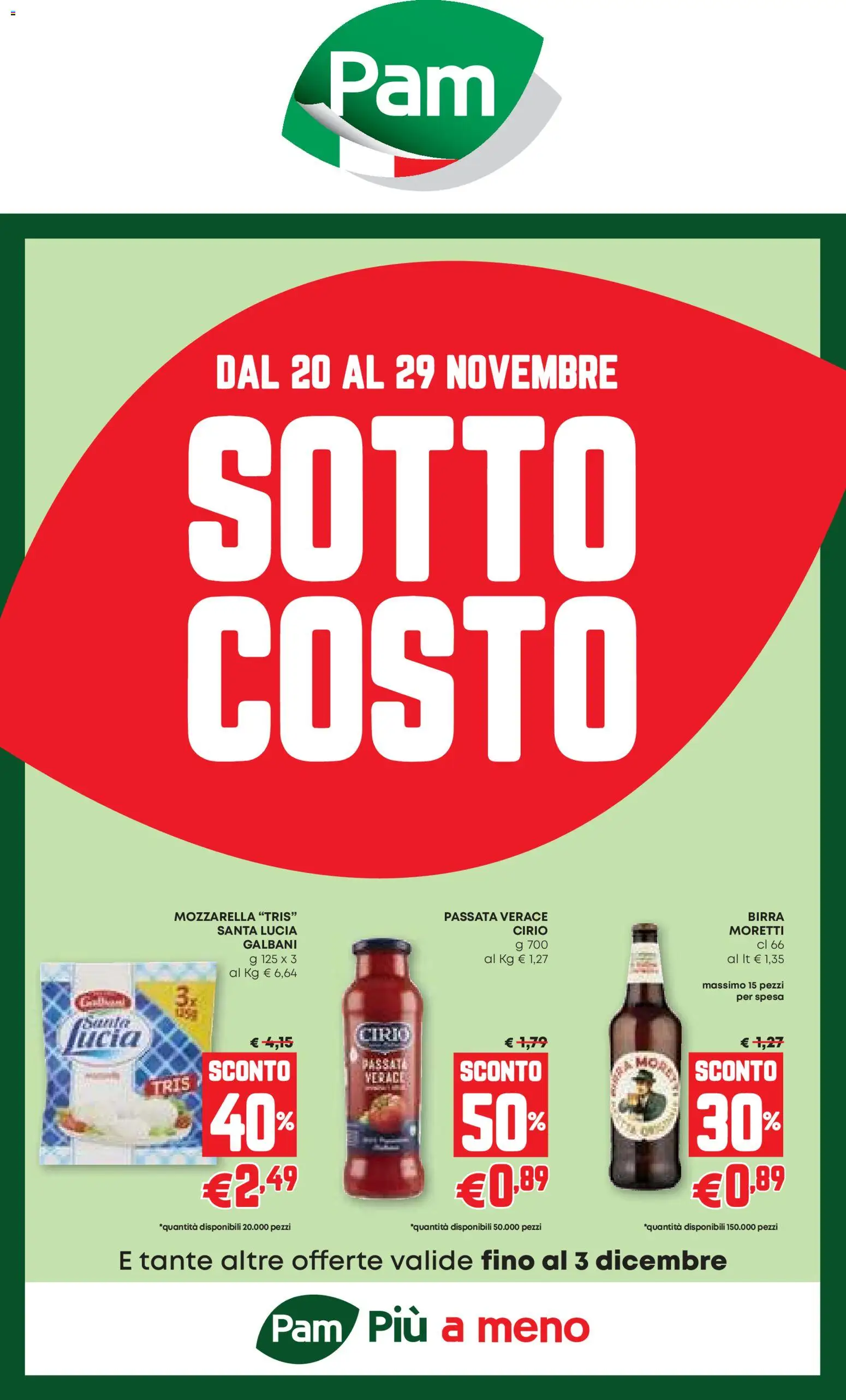 Volantino PAM del 20.11.2025 | Pagina: 1 | Prodotti: Birra, Mozzarella
