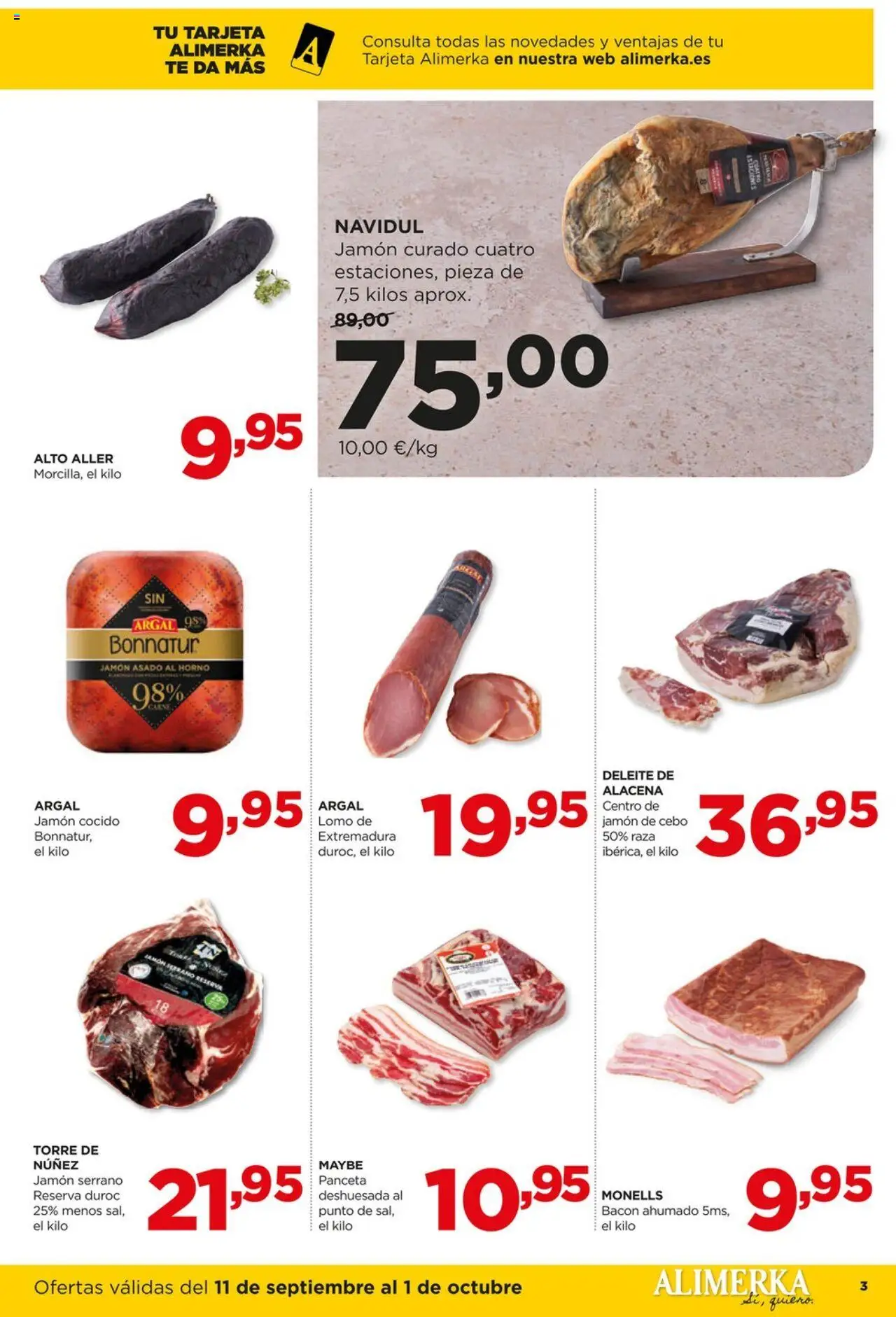 Alimerka folleto Asturias │ válido desde el 11.09.2025 | Página: 3 | Productos: Jamón serrano, Ηλεκτρικός φούρνος, Jamón, Horno