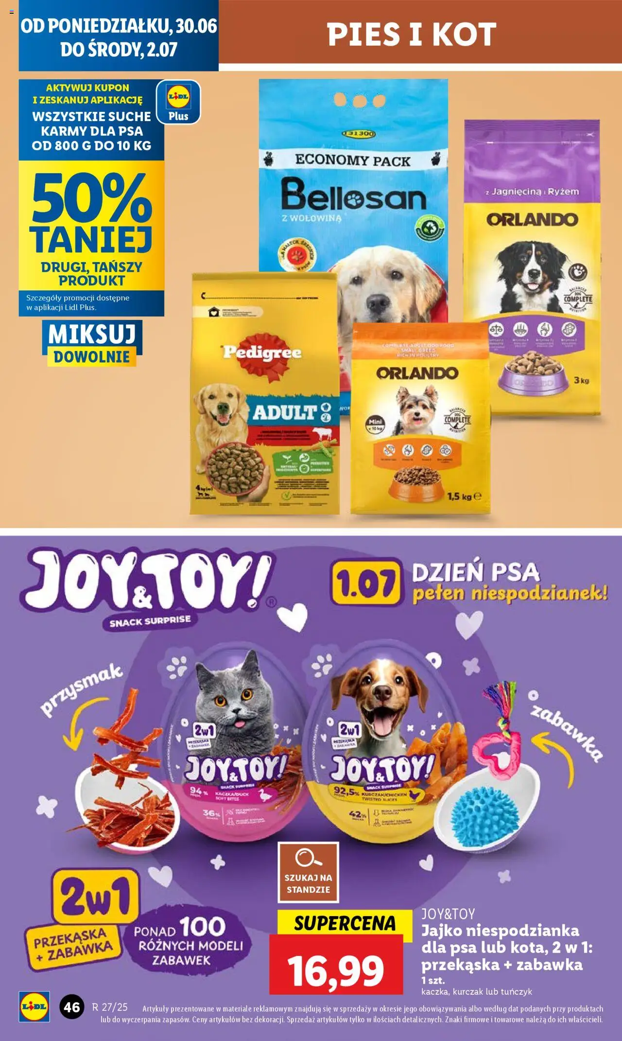 Lidl Gazetka od 30.06.2025 | Strona: 56 | Produkty: Tuńczyk, Pedigree, Wołowina, Jajko niespodzianka