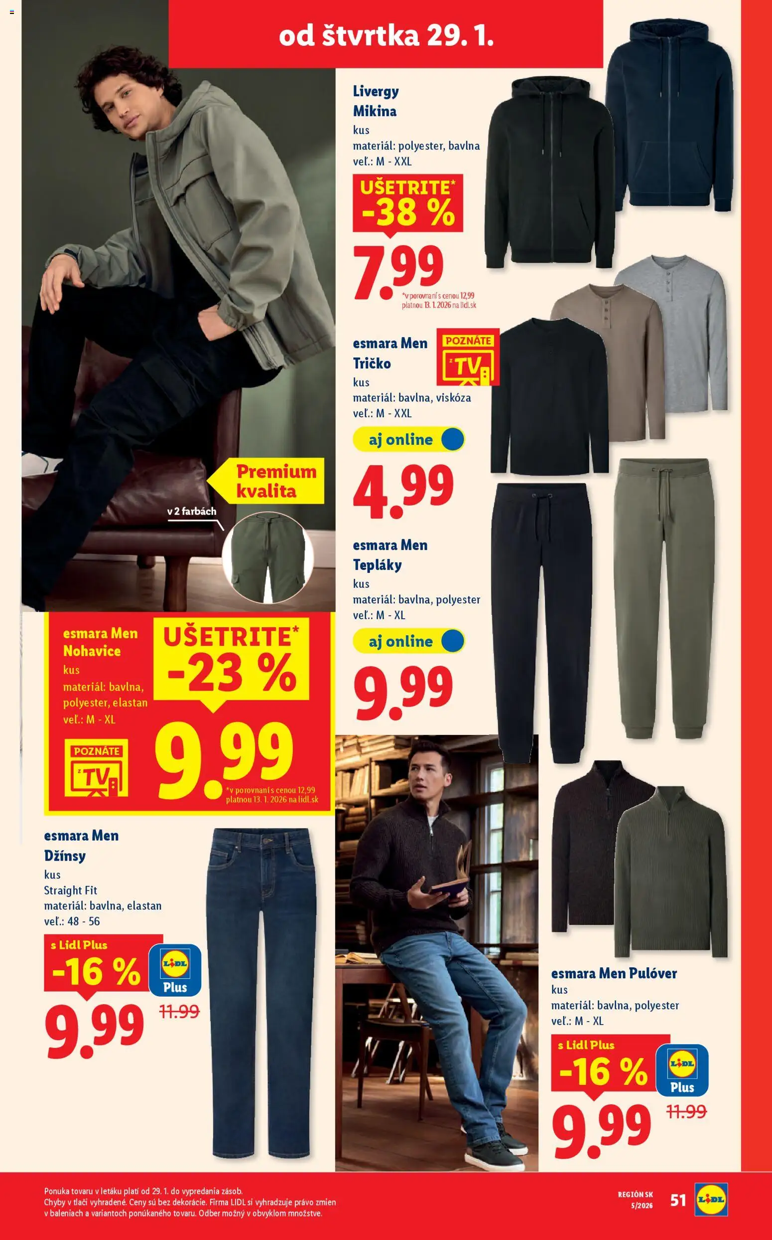 Nové Lidl akcie – leták je platný od 29.01.2026 | Strana: 35 | Produkty: Tričko, Mikina, Nohavice
