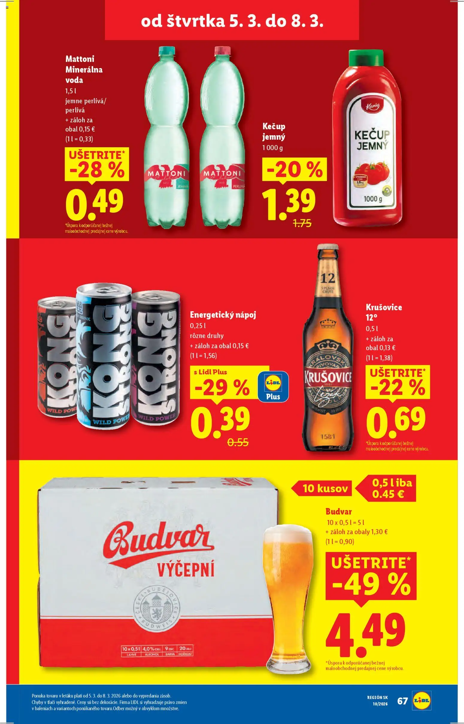 Nové Lidl akcie – leták je platný od 02.03.2026 | Strana: 87 | Produkty: Krušovice, Mattoni, Voda, Minerálna voda