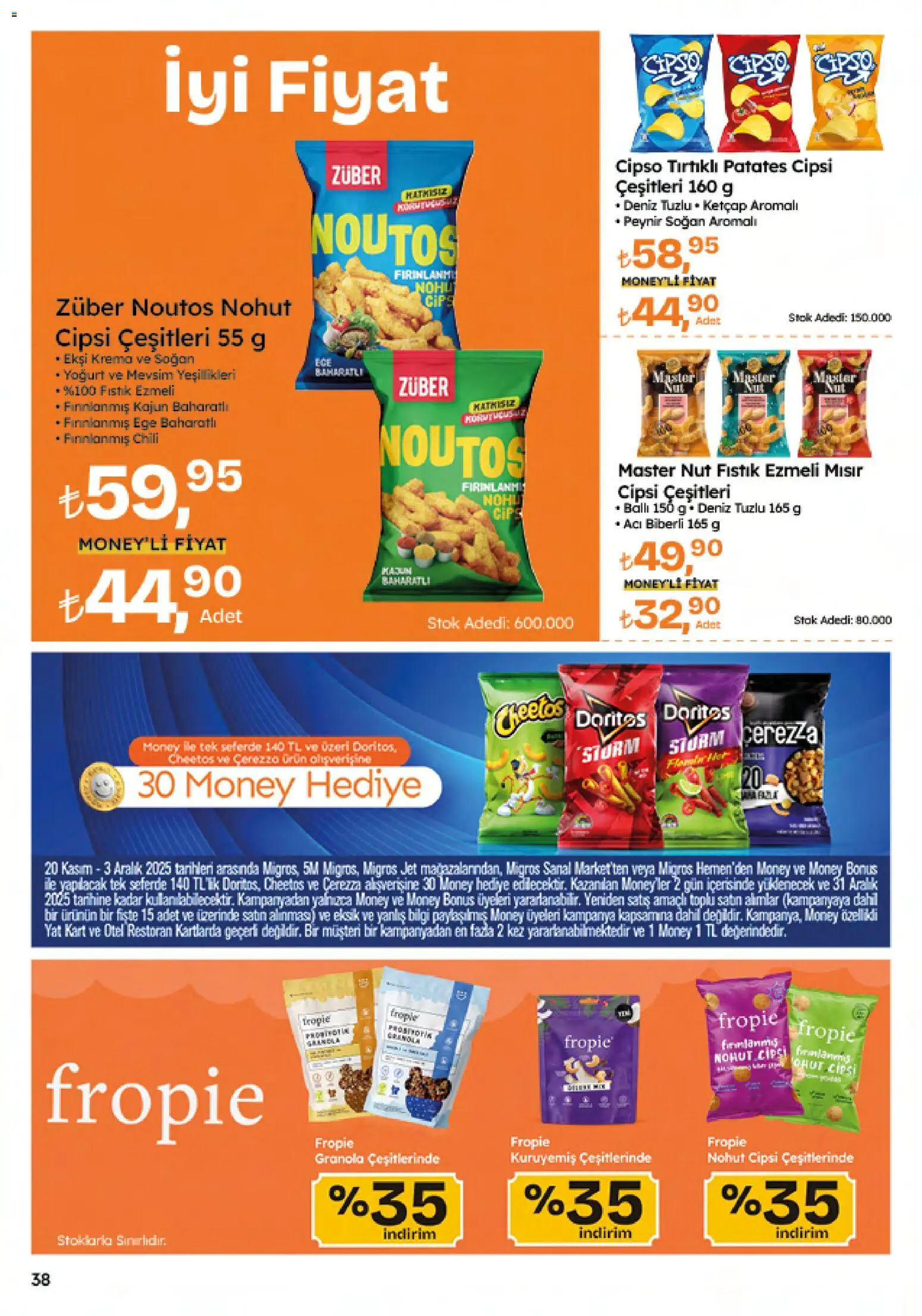 Migros Black Friday - 20.11.2025 tarihinden itibaren geçerlidir | Sayfa: 38 | Ürünler: Fıstık, Peynir, Cips, Patates