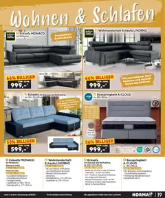 Norma Bestellmagazin Dezember 2025 ab 01.12.2025 gültig | Seite: 19 | Produkte: Wohnlandschaft, Schlafsofa, Ecksofa, Boxspringbett