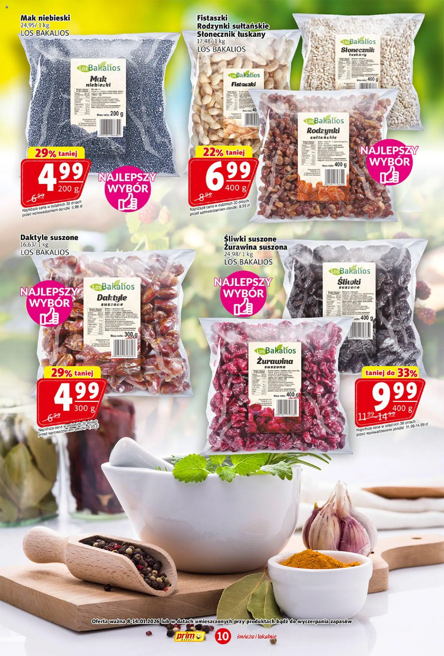 Prim Market Gazetka od 08.01.2026 | Strona: 10 | Produkty: Mak, Mak niebieski, Śliwki, Słonecznik łuskany