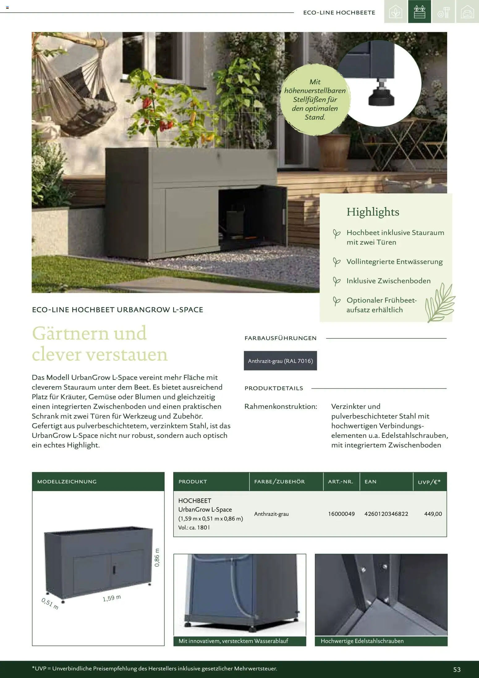 Dehner KGT – Kreative Gartentechnik – gültig ab 01.01.2026 | Seite: 53 | Produkte: Hochbeet, Schrank, Blumen, Gemüse