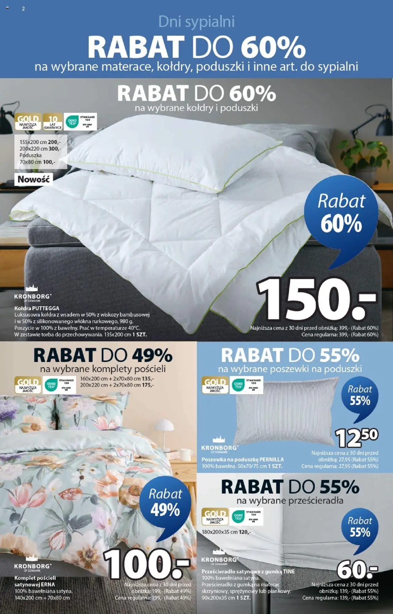 JYSK Gazetka od 08.10.2025 | Strona: 2 | Produkty: Torba, Materac, Poduszka, Kołdra