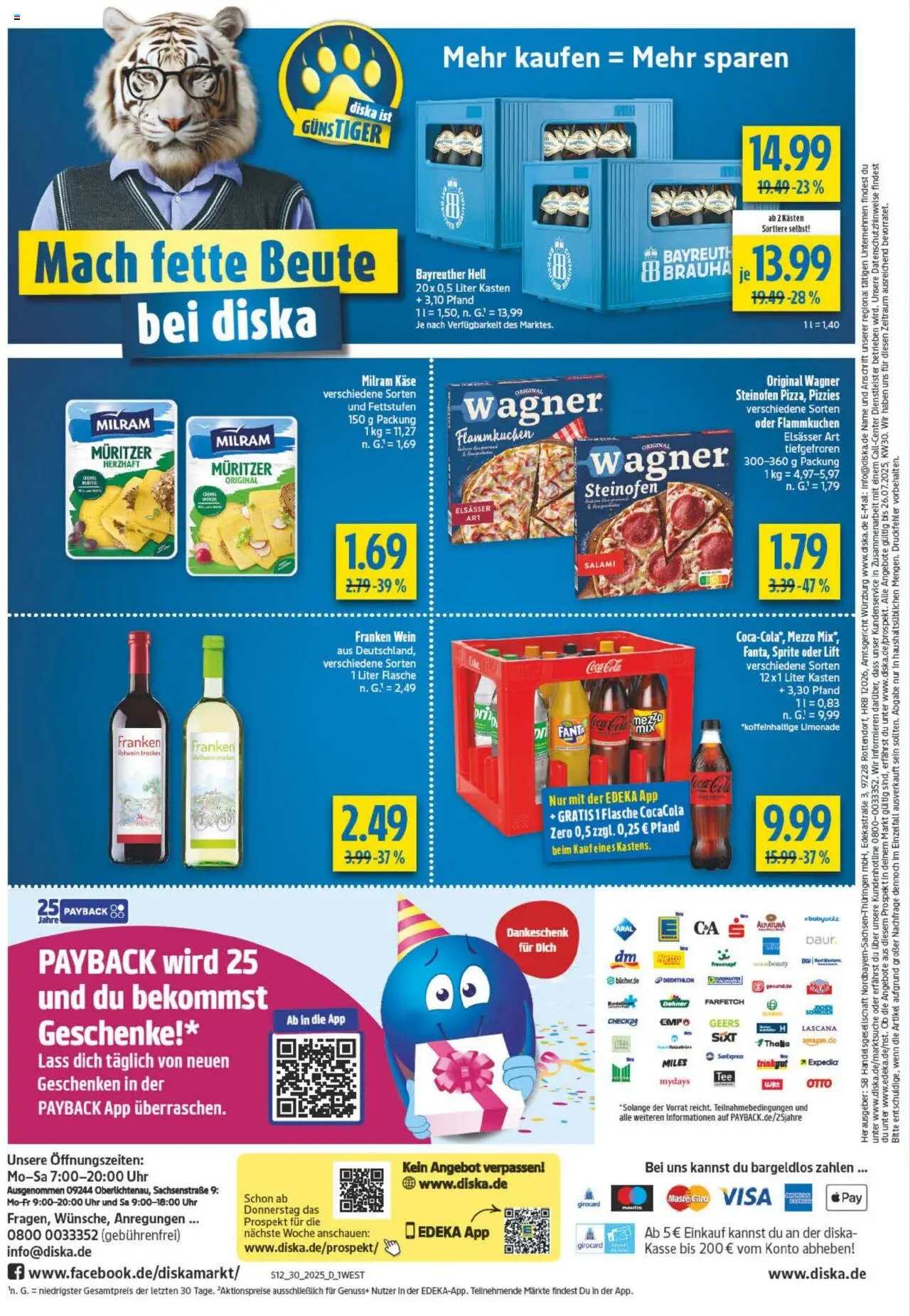 Diska - Bayern - gültig ab dem 21.07.2025 | Seite: 12 | Produkte: Bayreuther hell, Mezzo mix, Rotwein, Limonade