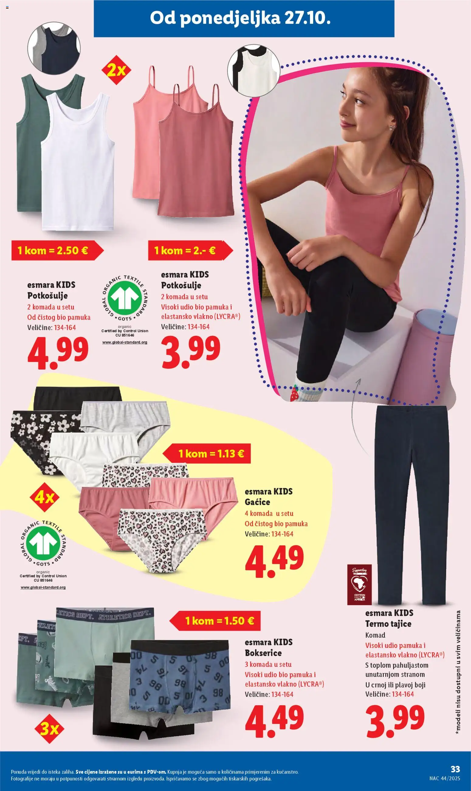 Lidl katalog | vrijedi od 27.10.2025 | Stranica: 33 | Proizvodi: Gaćice, Tajice, Bokserice