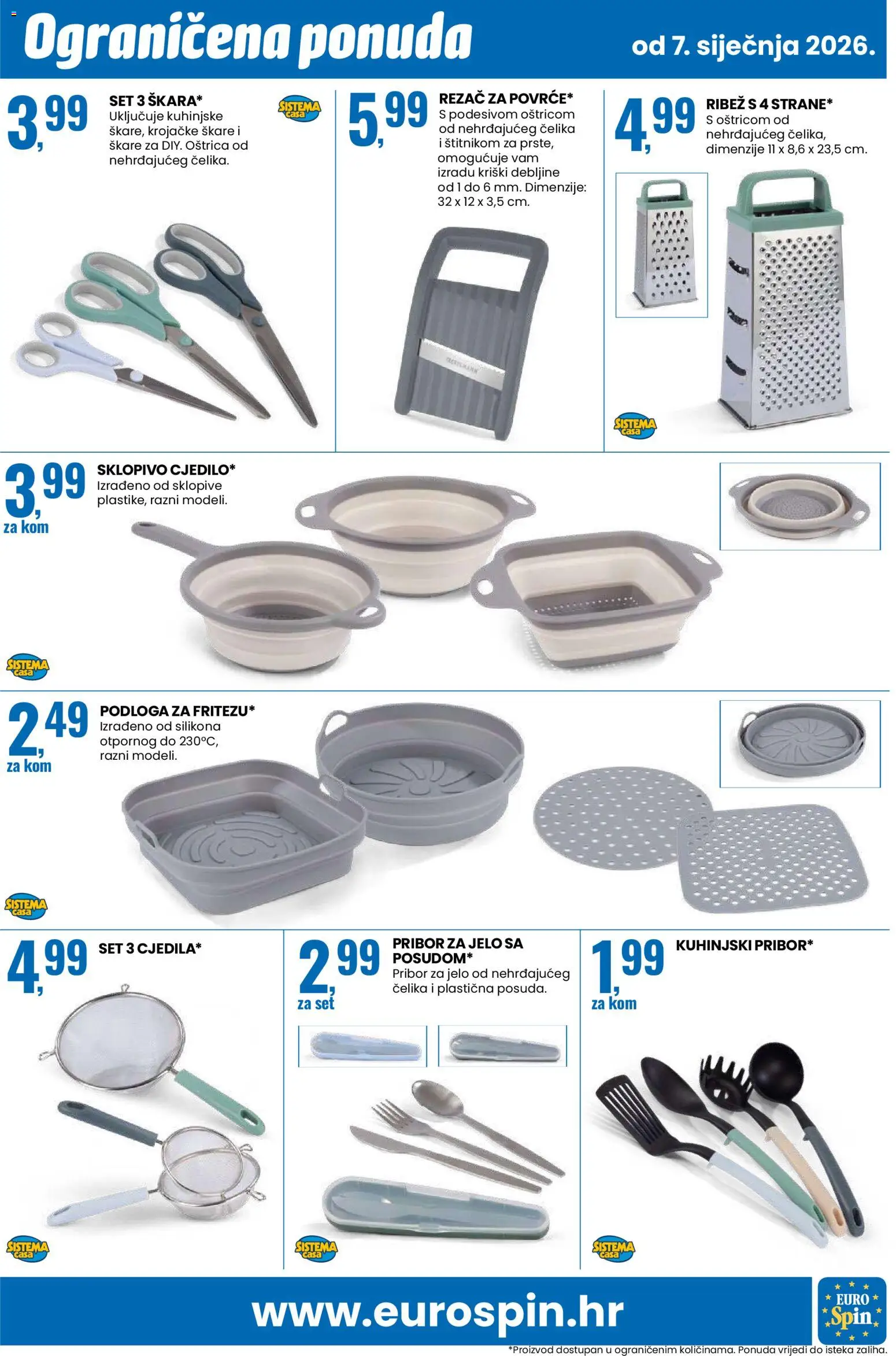 Eurospin katalog | vrijedi od 07.01.2026 | Stranica: 15 | Proizvodi: Ribež, Škare, Pribor za jelo, Rezač