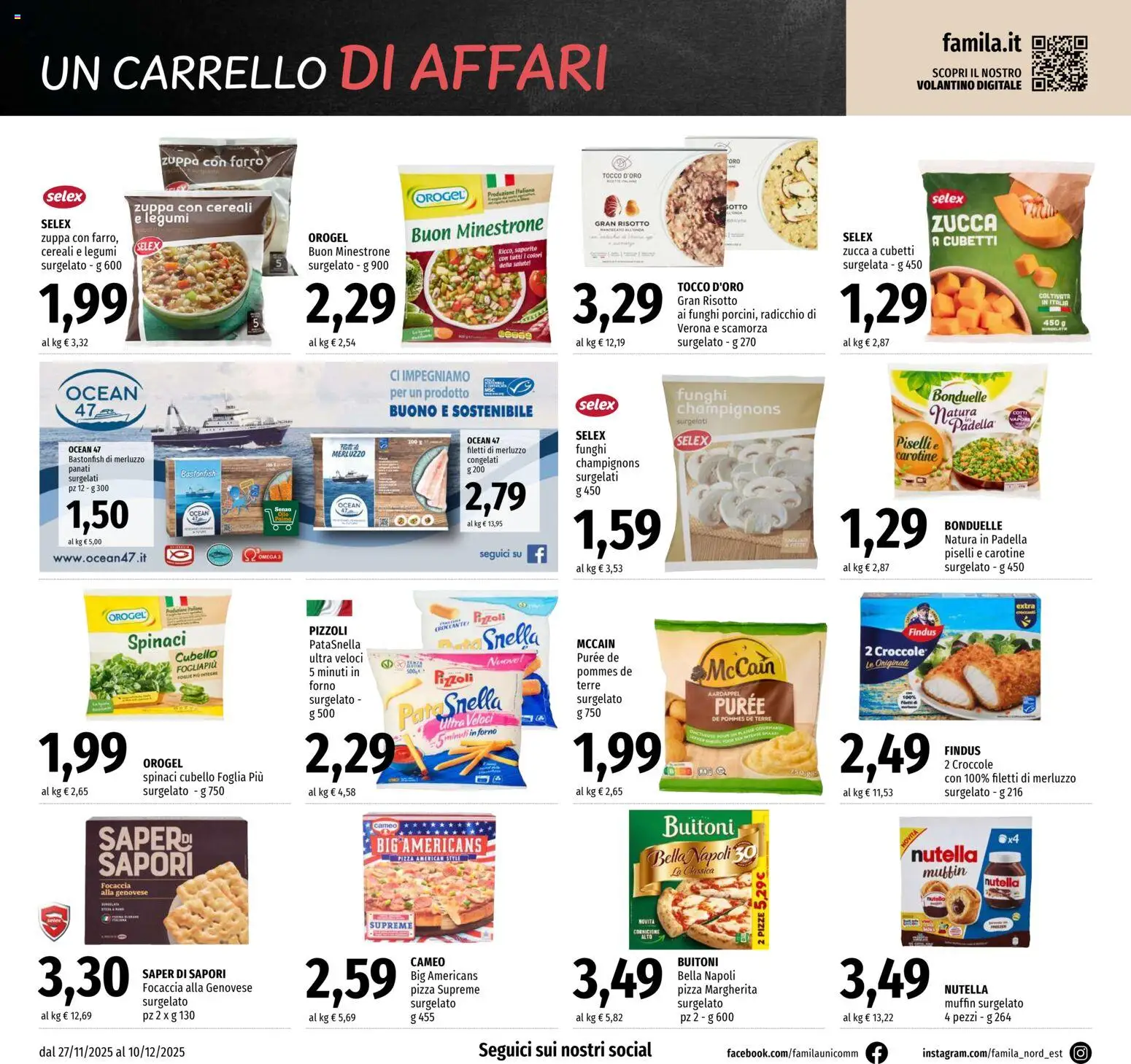 Volantino Famila del 27.11.2025 | Pagina: 10 | Prodotti: Zucca, Carrello, Piselli, Farro