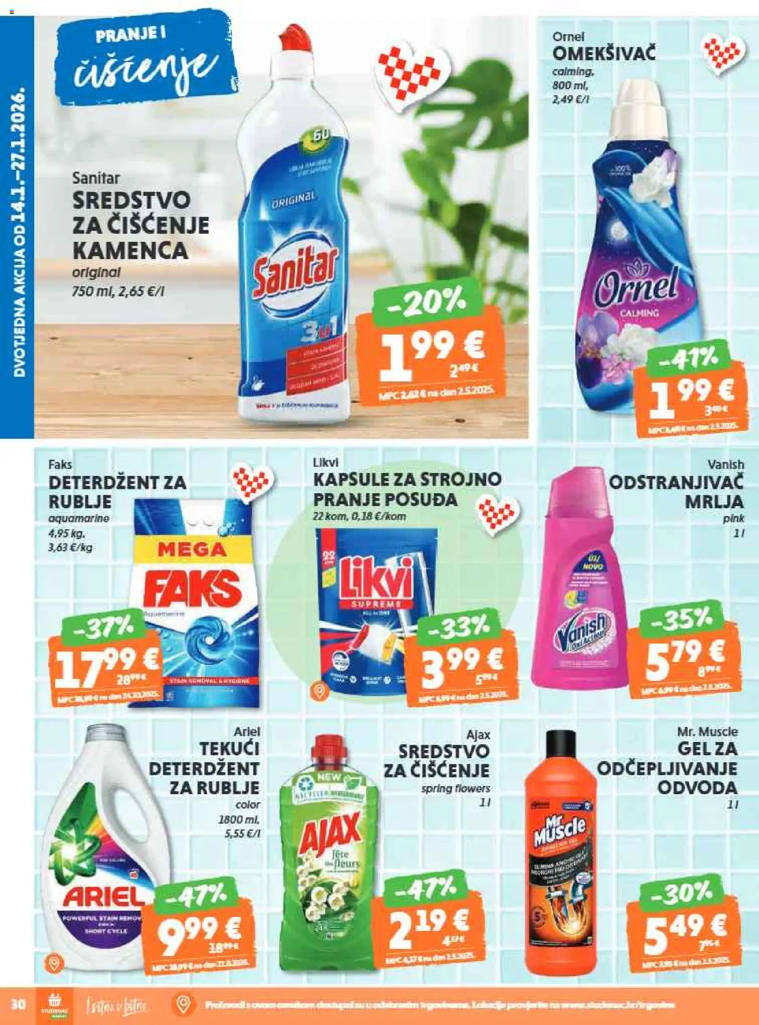 Studenac katalog | vrijedi od 21.01.2026 | Stranica: 30 | Proizvodi: Faks, Omekšivač, Deterdžent, Ajax