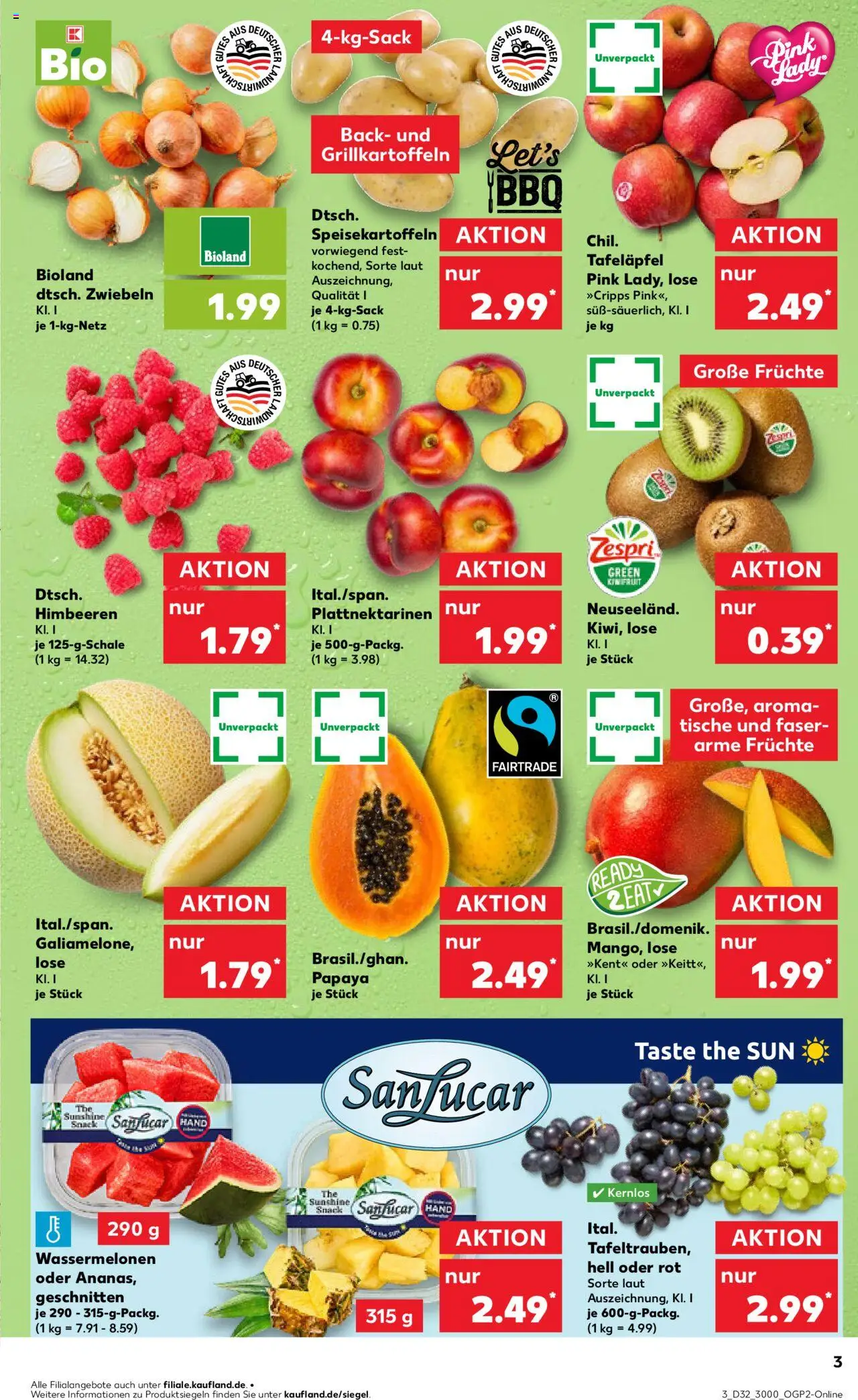 Kaufland prospekt Speyer	 - gültig ab dem 07.08.2025 | Seite: 3 | Produkte: Himbeeren, Zwiebeln, Mango, Kiwi