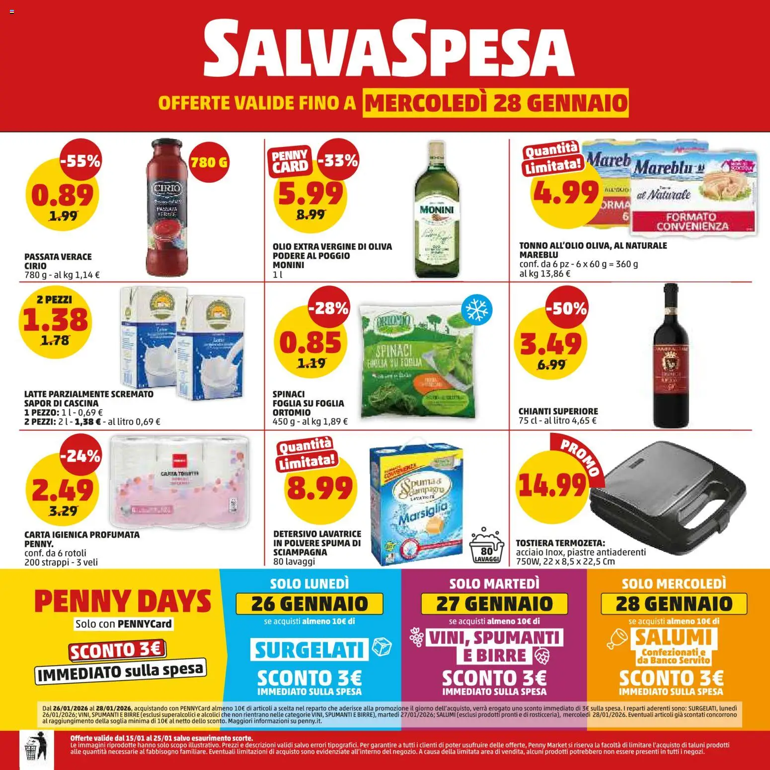 Volantino PENNY del 15.01.2026 | Pagina: 20 | Prodotti: Carta igienica, Latte, Tonno, Olio extra vergine