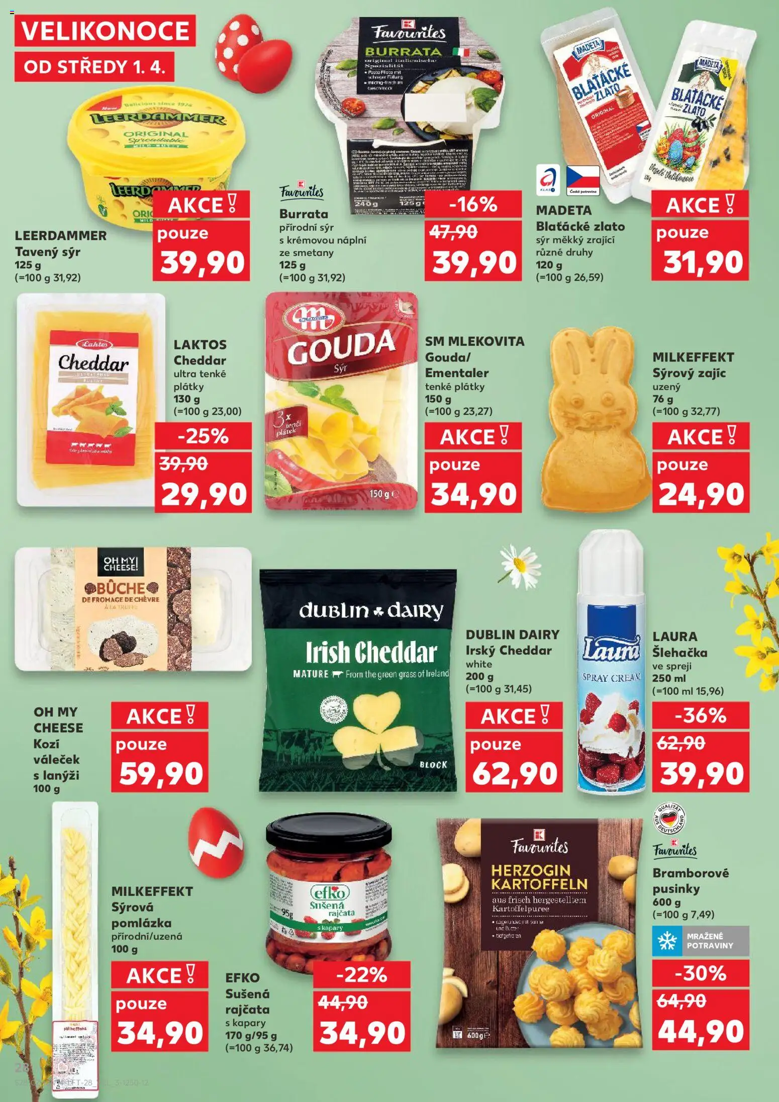Kaufland leták - Plzeň od 01.04.2026 | Strana: 28 | Produkty: Sýr, Šlehačka, Leerdammer, Sušená rajčata