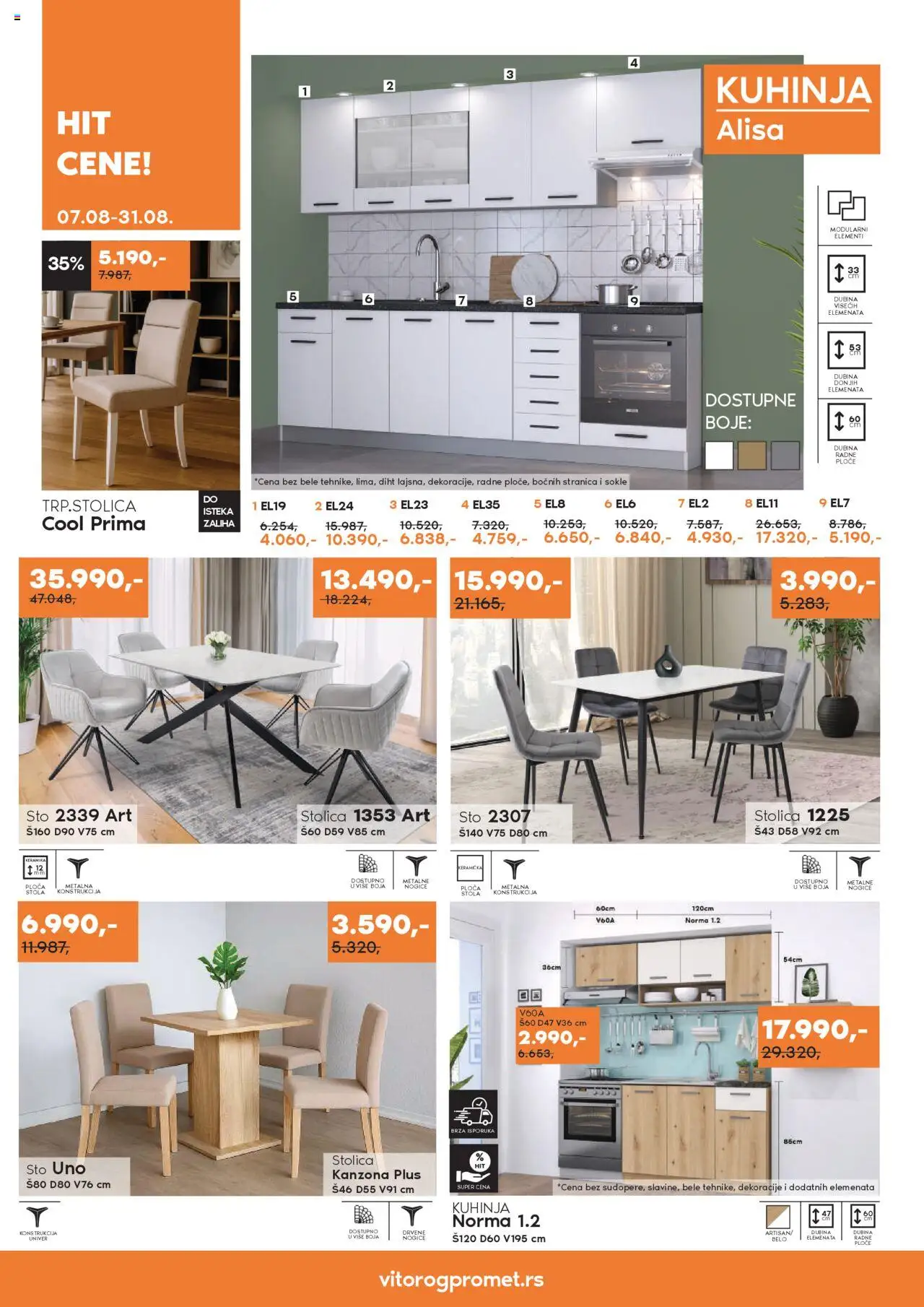 Vitorog katalog - važi od 07.08.2025 | Strana: 8 | Proizvode: Sto, Stolica, Kuhinja