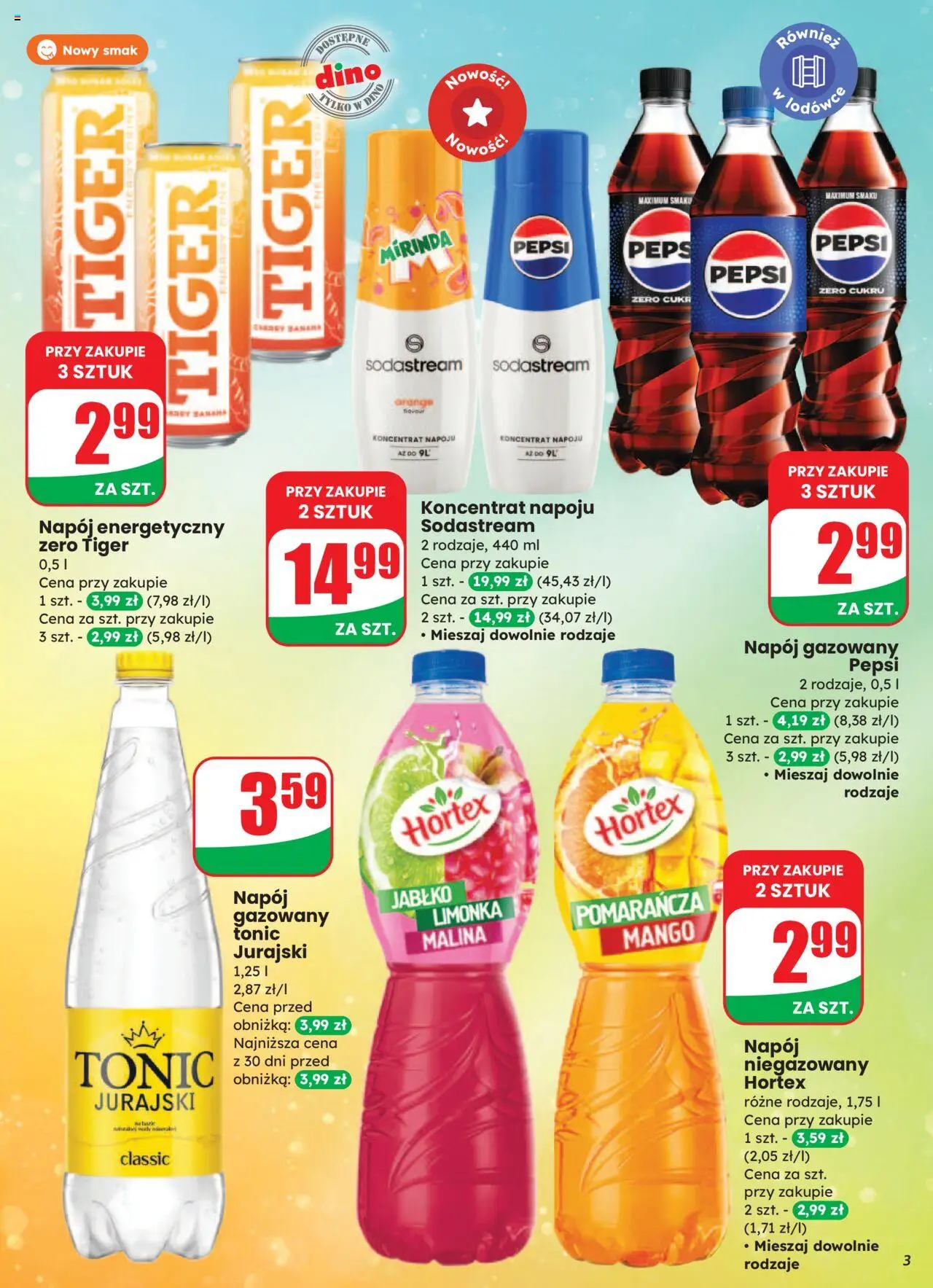 Dino Gazetka od 13.08.2025 | Strona: 3 | Produkty: Mango, Malina, Pepsi, Sodastream