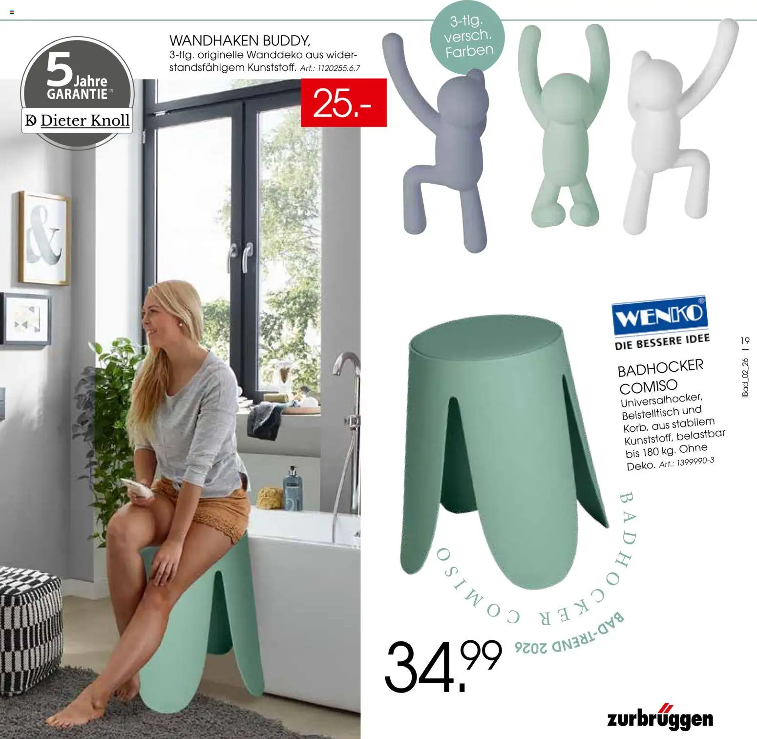 Zurbrüggen Bad Design Trends – gültig ab 23.03.2026 | Seite: 19 | Produkte: Beistelltisch, Badhocker